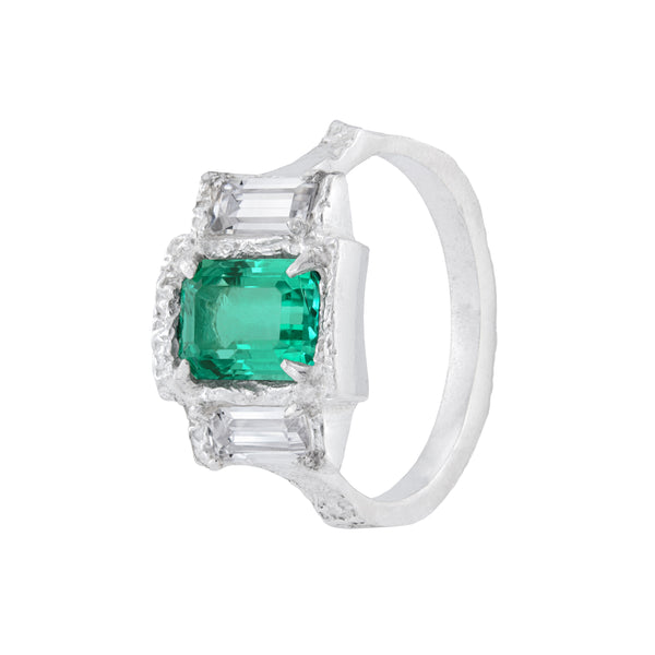 Amelius Emerald Diamond Engagement Ring