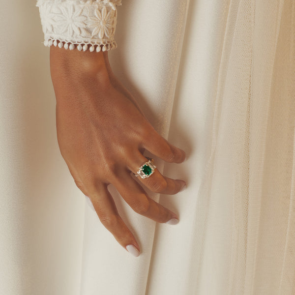 Amelius Emerald Diamond Engagement Ring