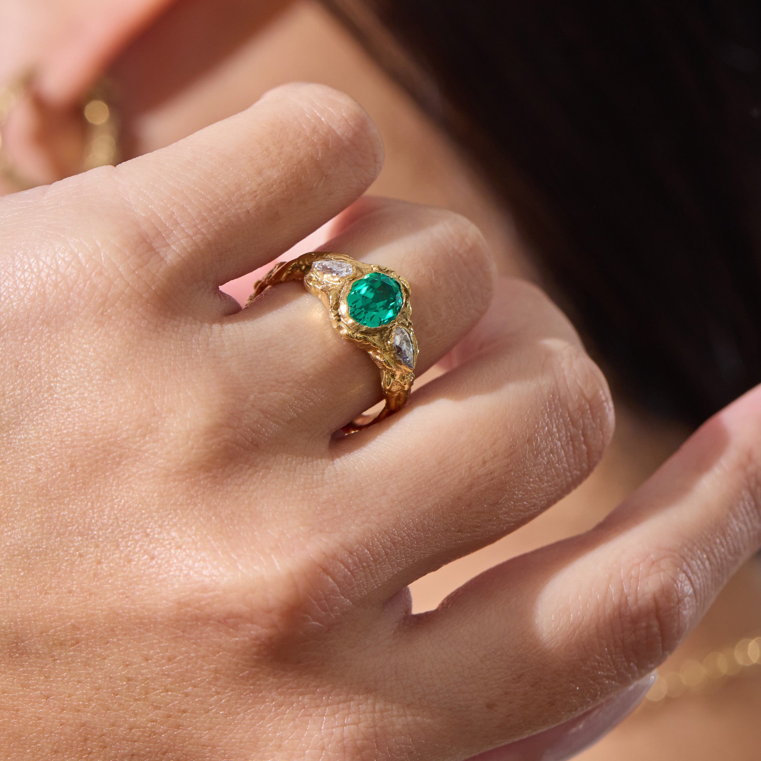 Eskiy Emerald Diamond Engagememt Ring