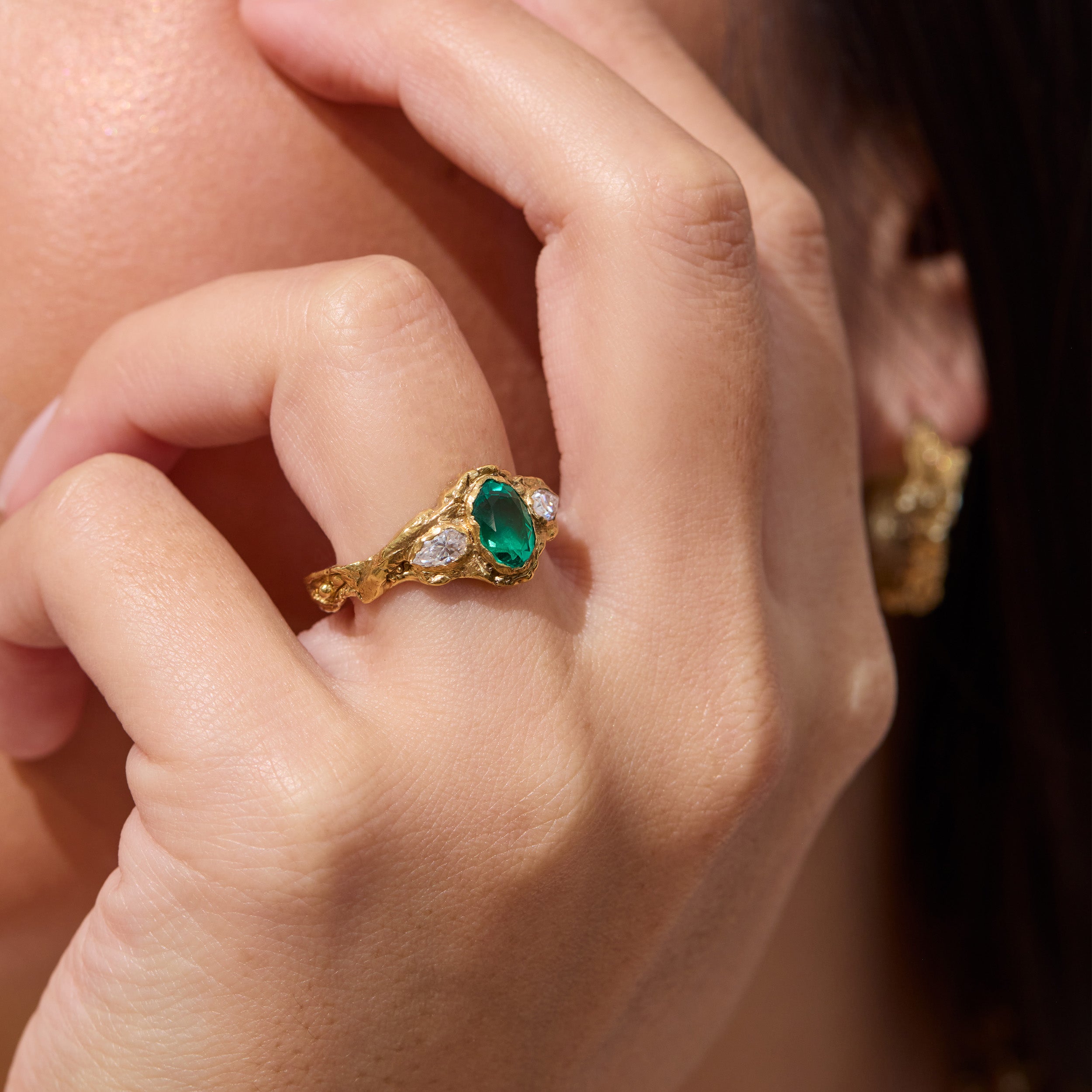 Eskiy Emerald Diamond Engagememt Ring