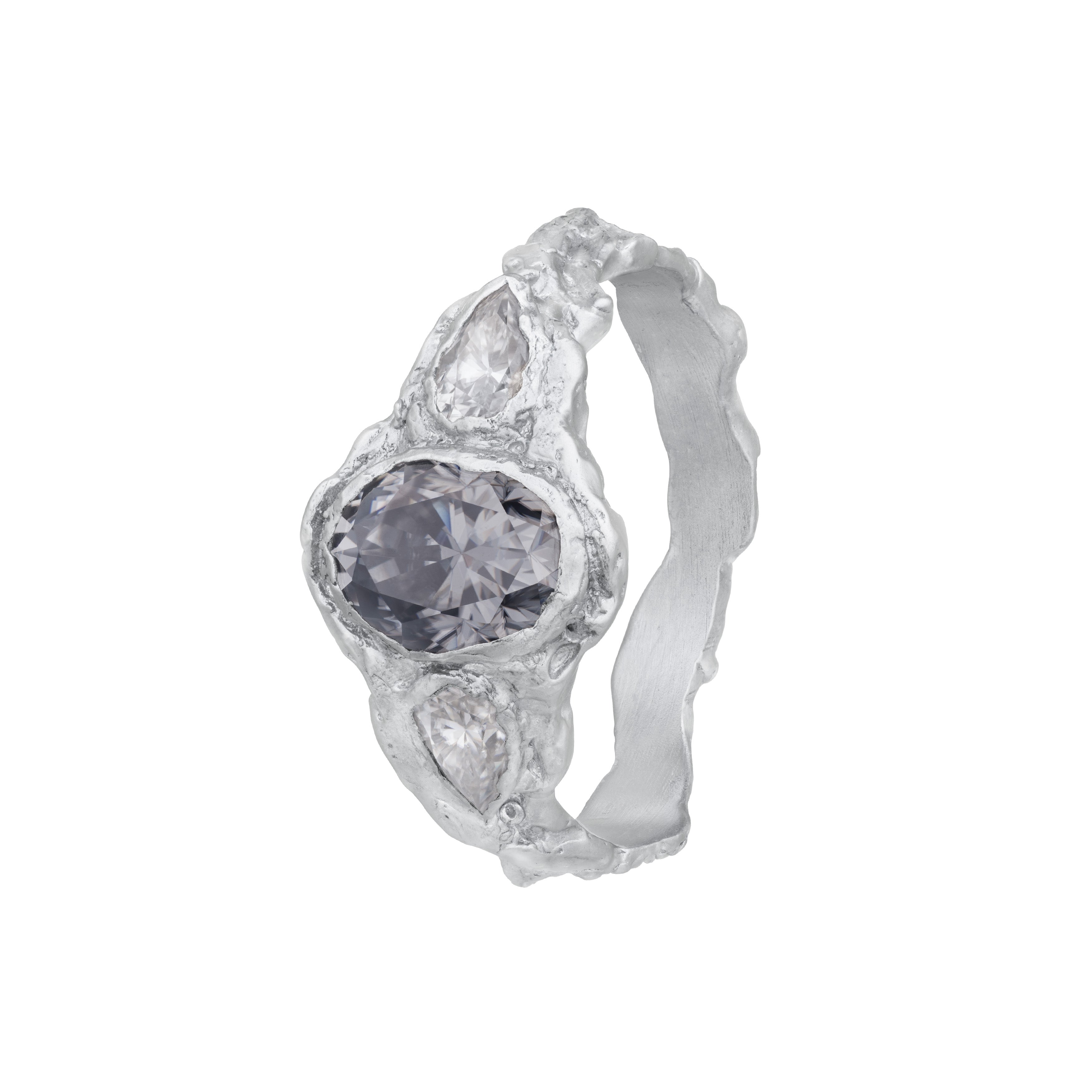 Eskiy Grey Moissanite Diamond Engagement Ring