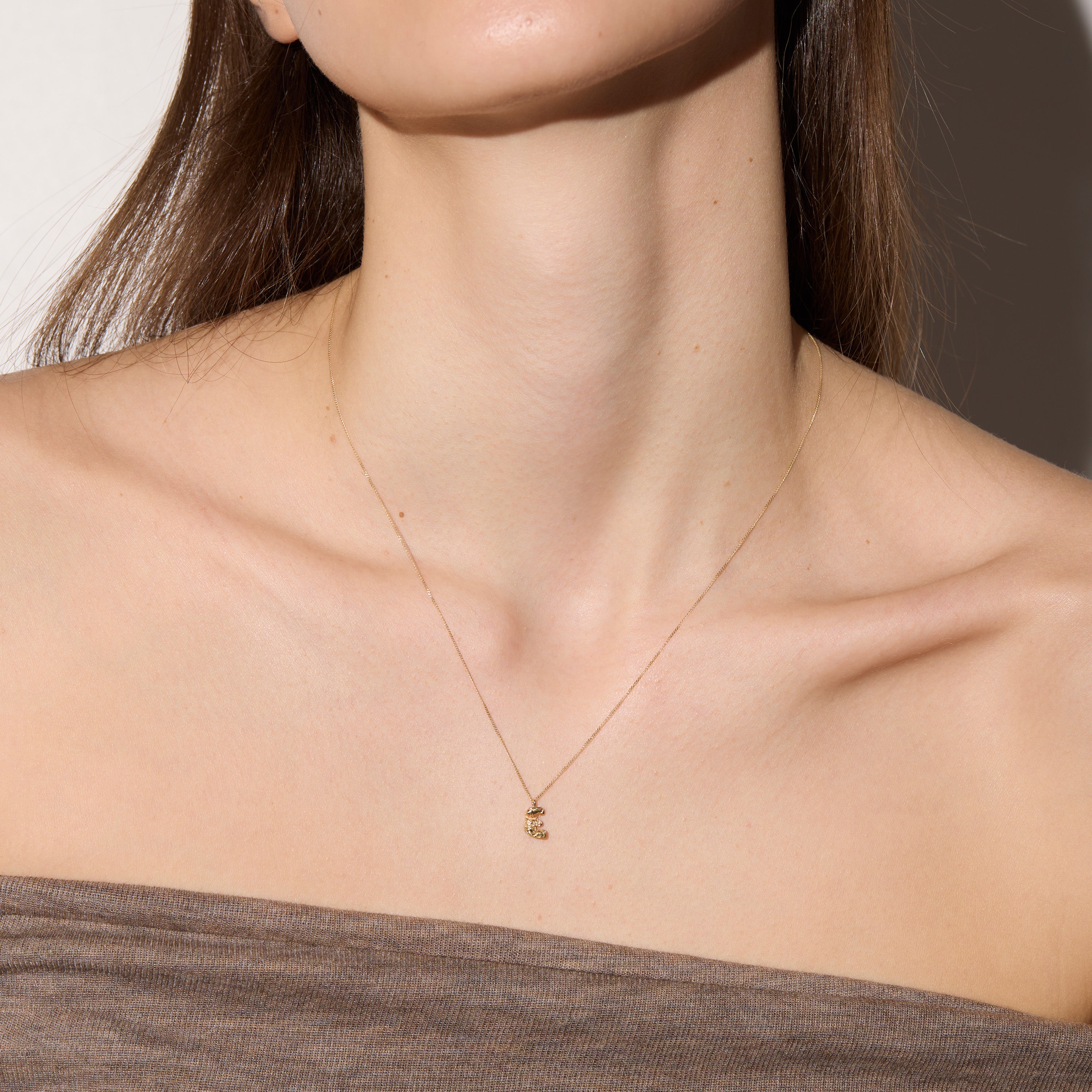 E Mini Alphabet Gold Necklace