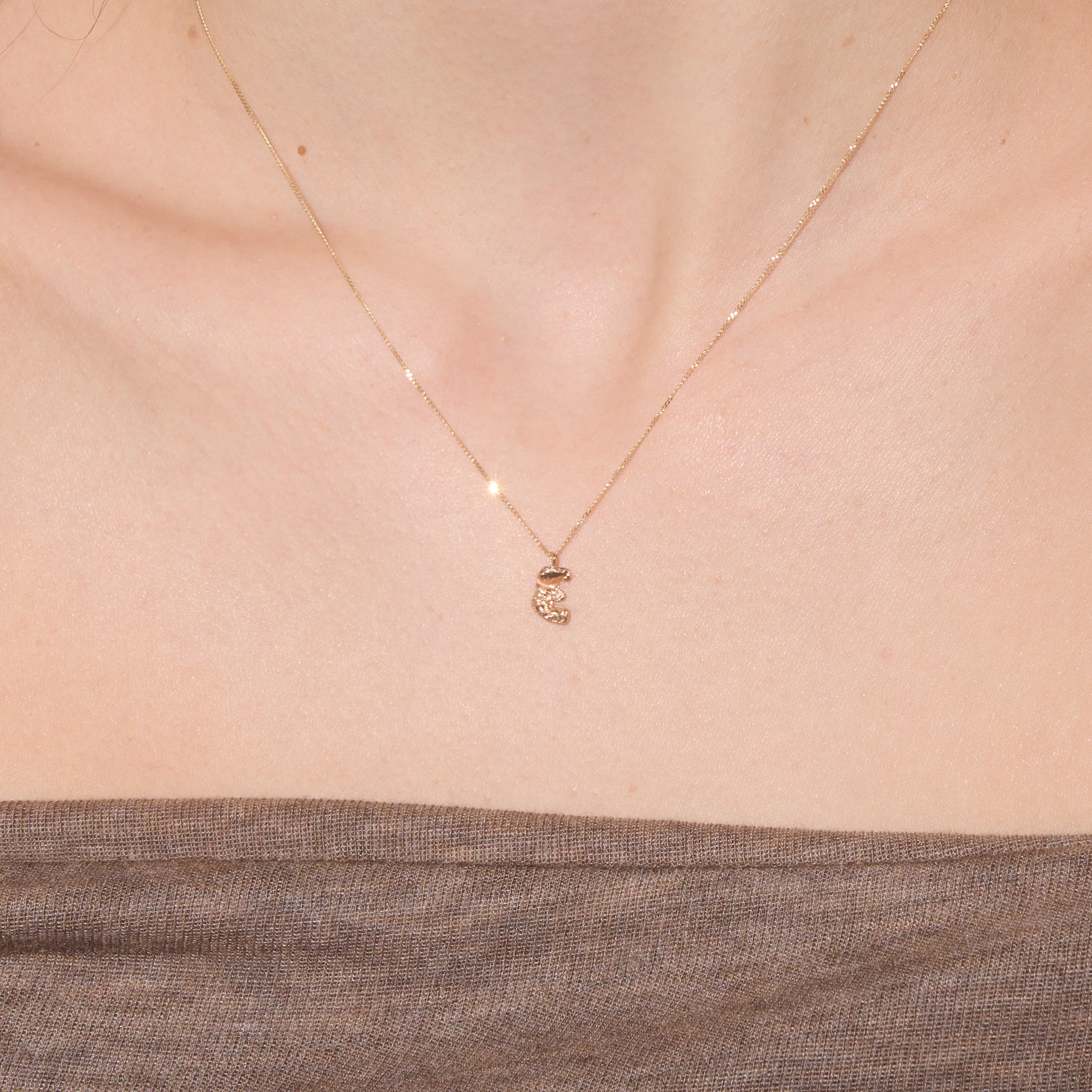 E Mini Alphabet Gold Necklace