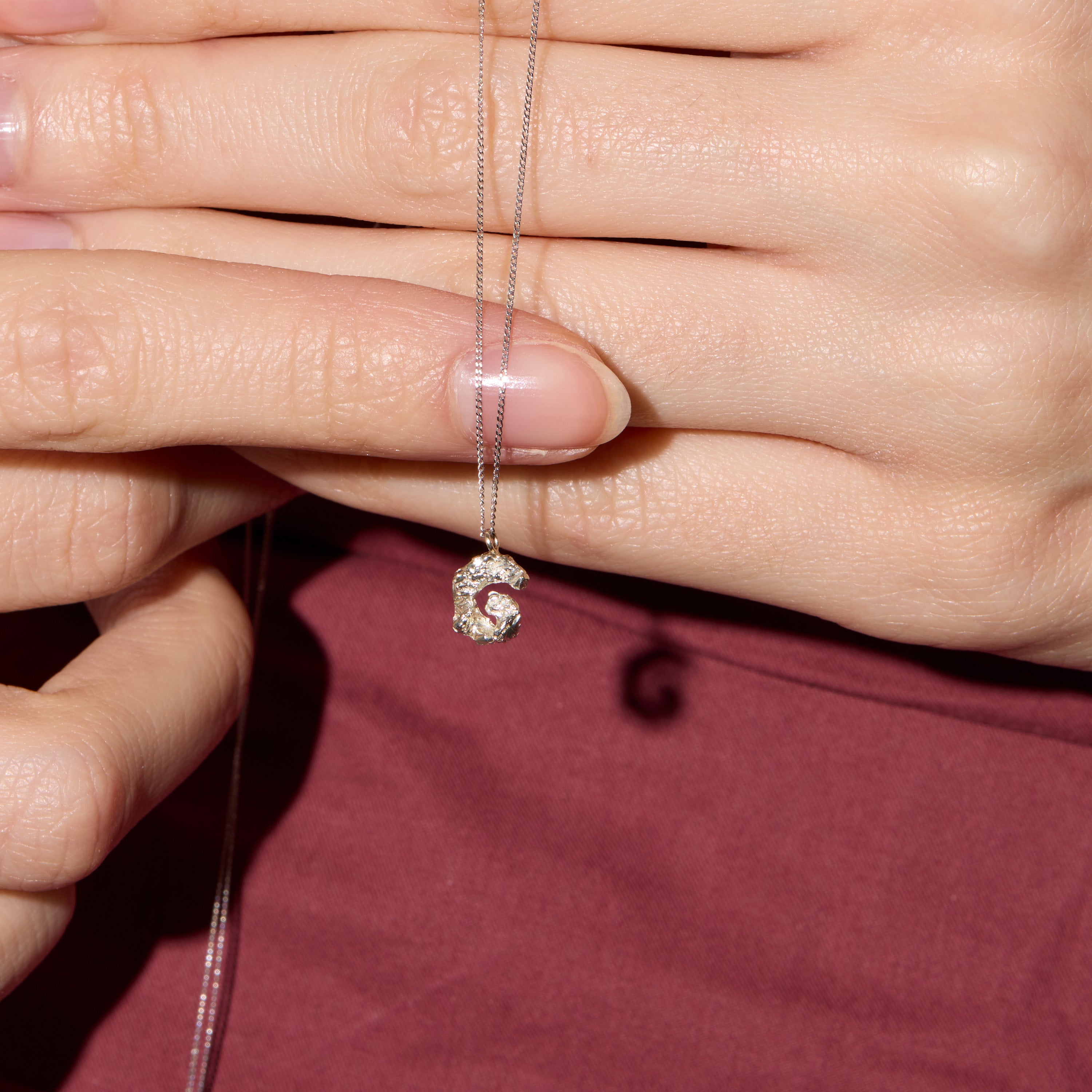 G Mini Alphabet White Gold Necklace