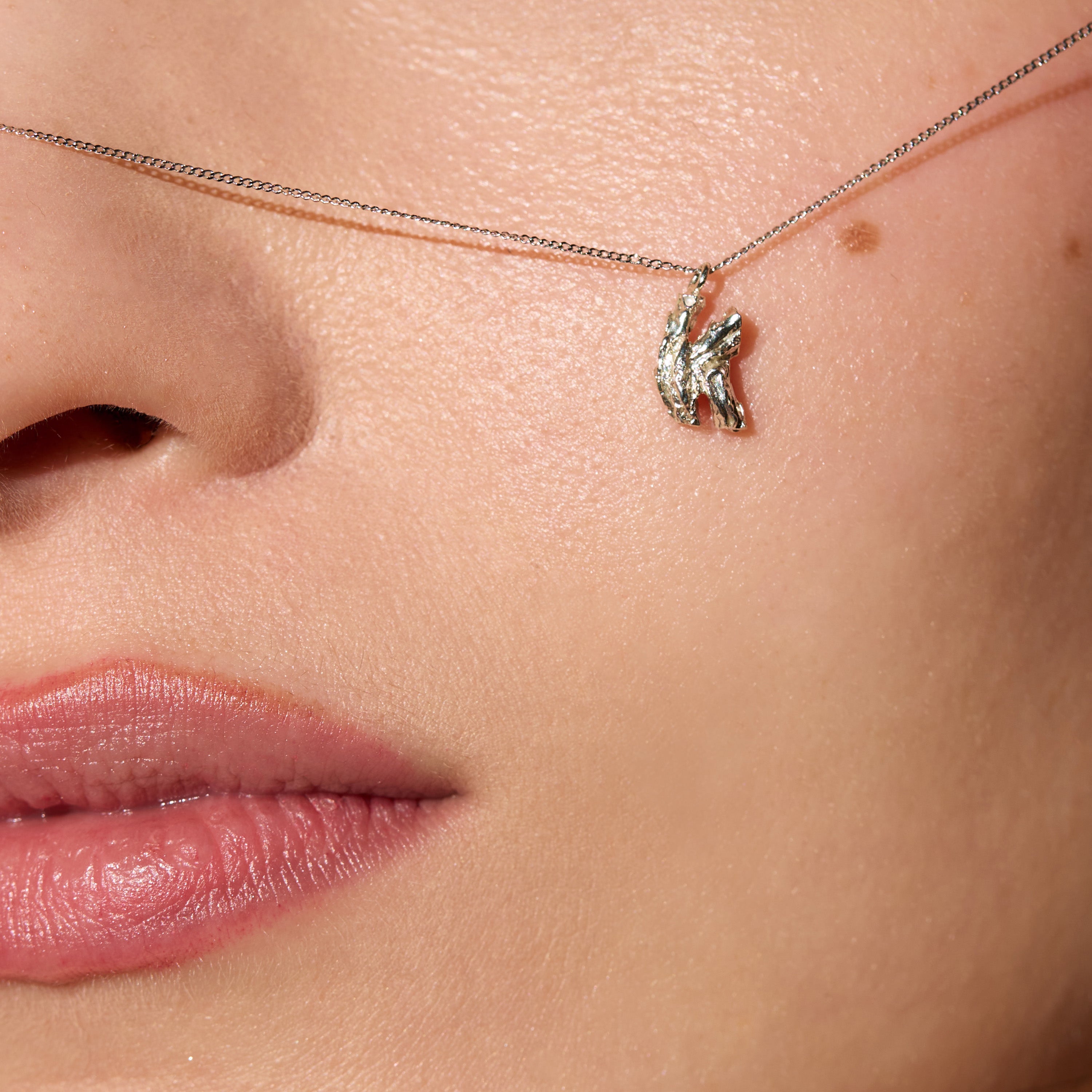 K Mini Alphabet White Gold Necklace