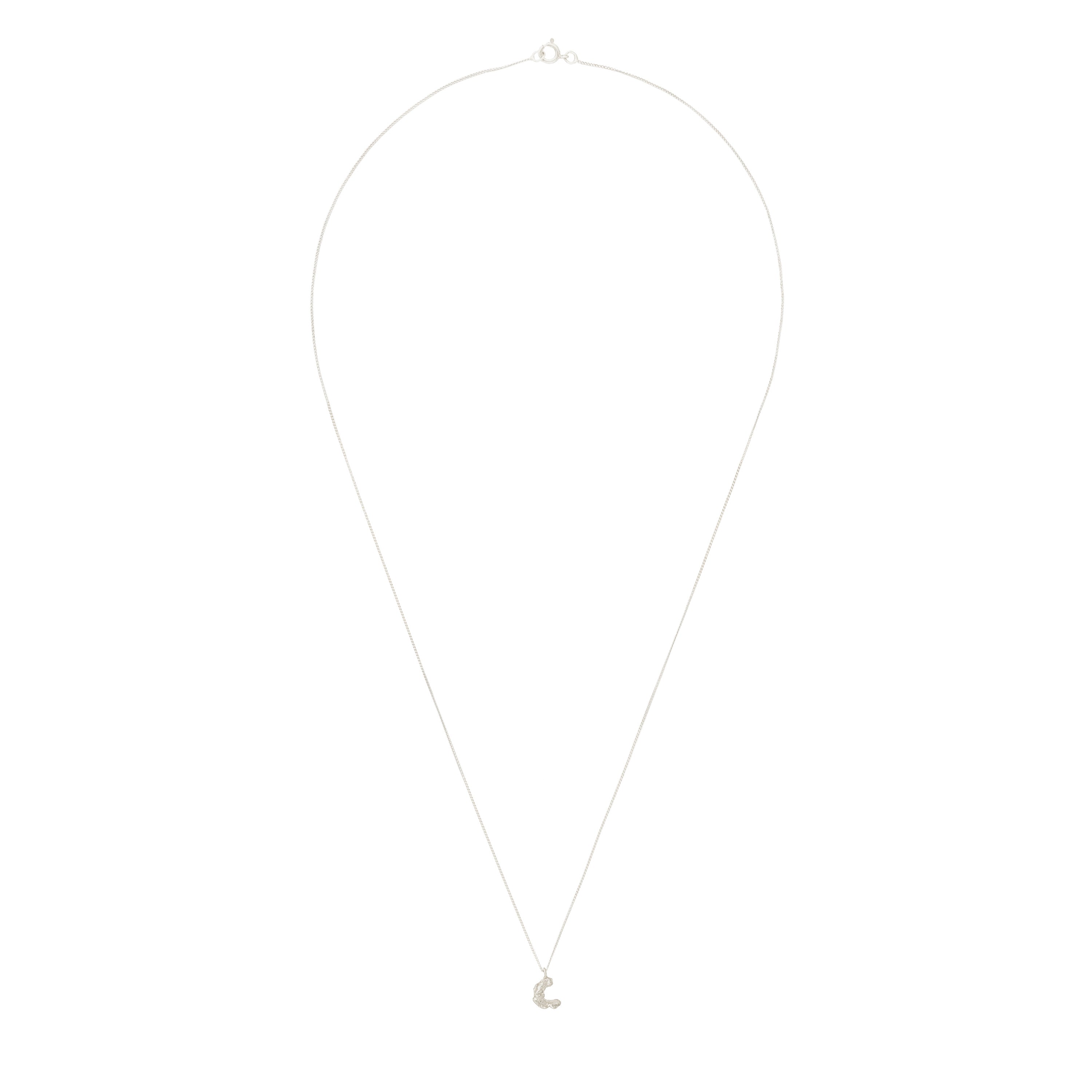 C Mini Alphabet White Gold Necklace