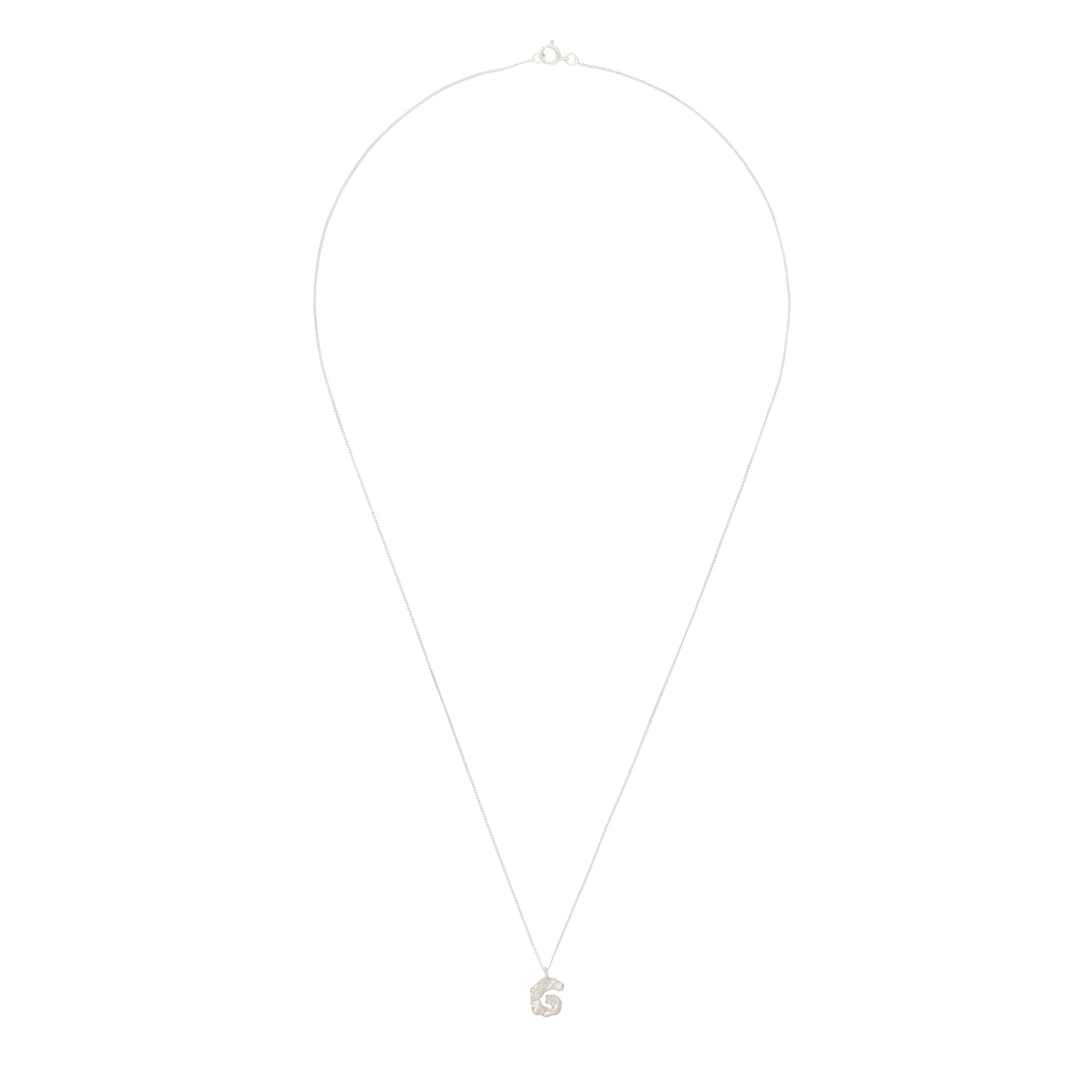 G Mini Alphabet White Gold Necklace