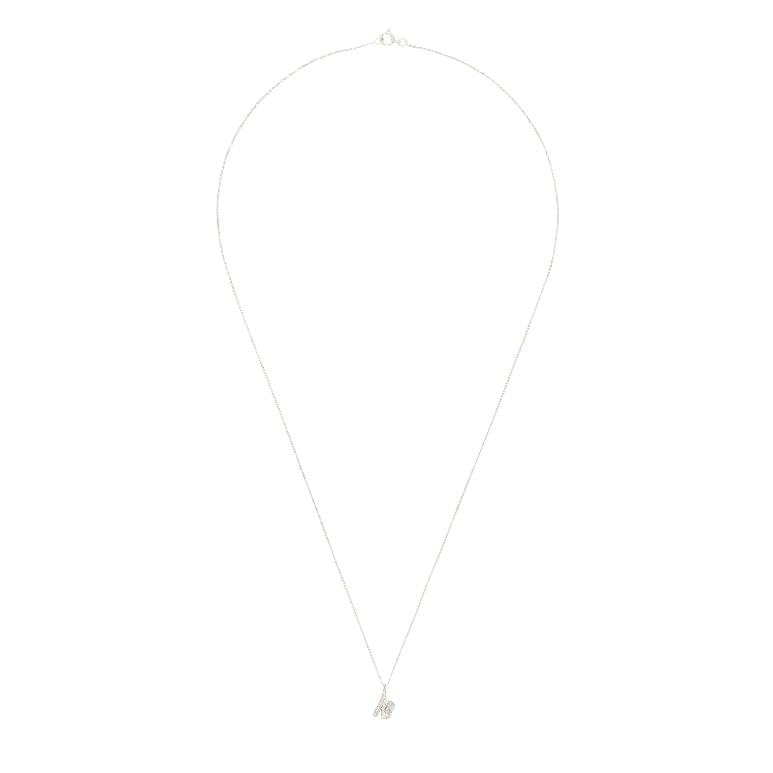 N Mini Alphabet White Gold Necklace