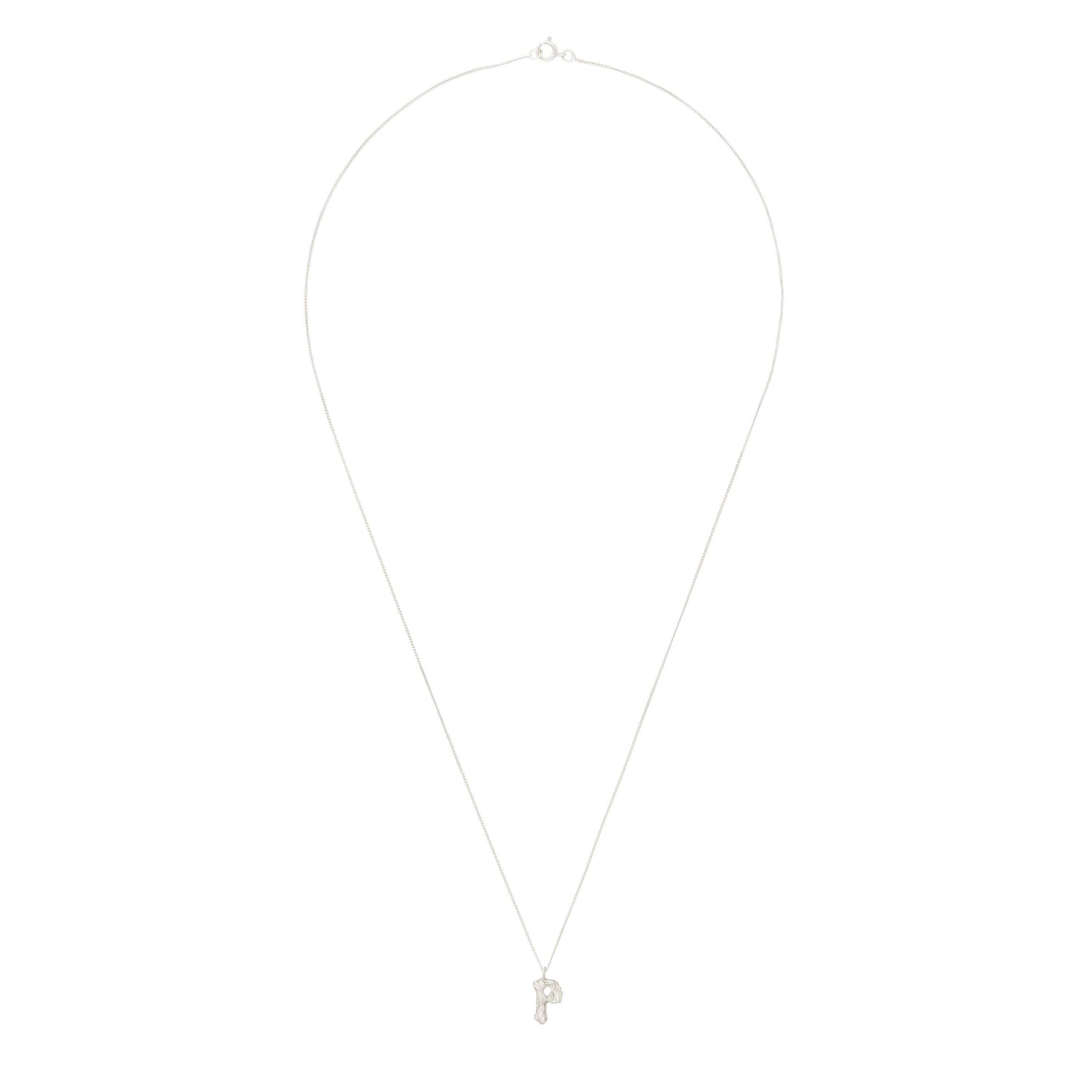 P Mini Alphabet White Gold Necklace