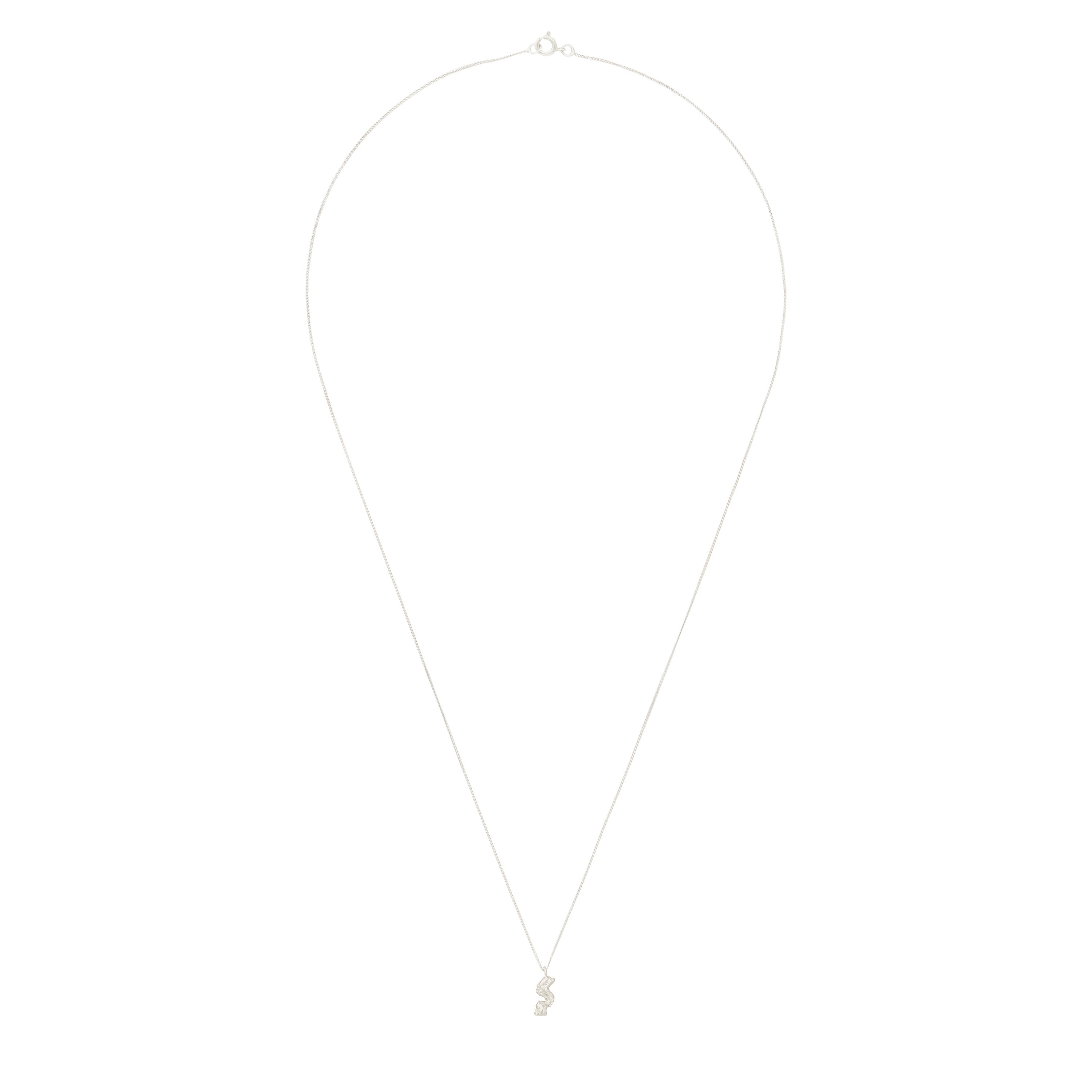 S Mini Alphabet White Gold Necklace