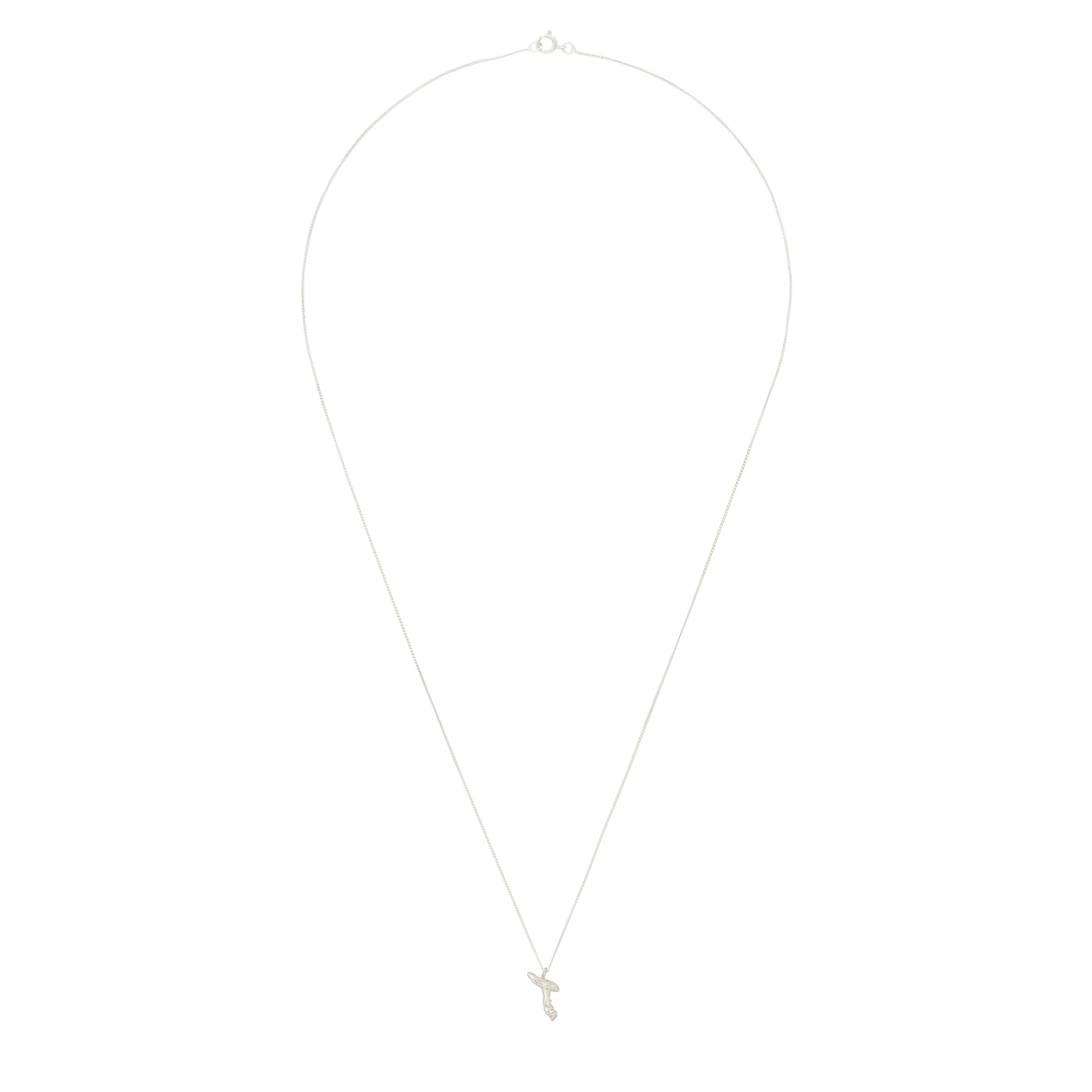 T Mini Alphabet White Gold Necklace