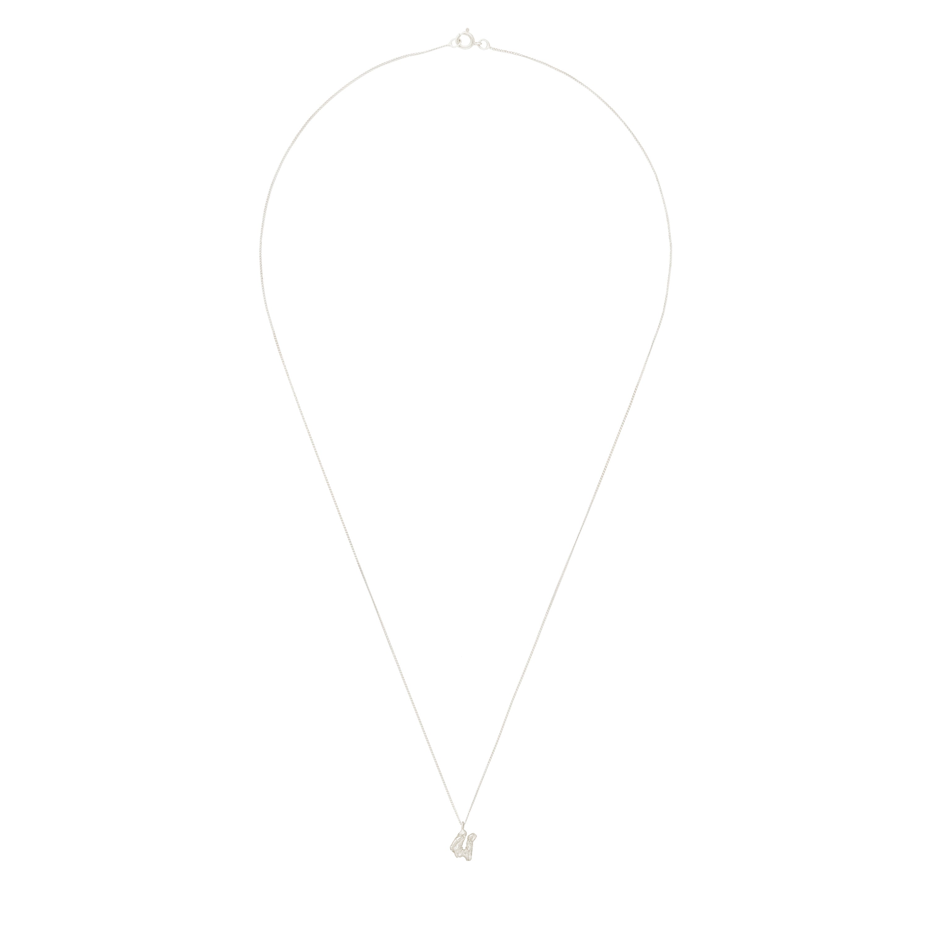 U Mini Alphabet White Gold Necklace