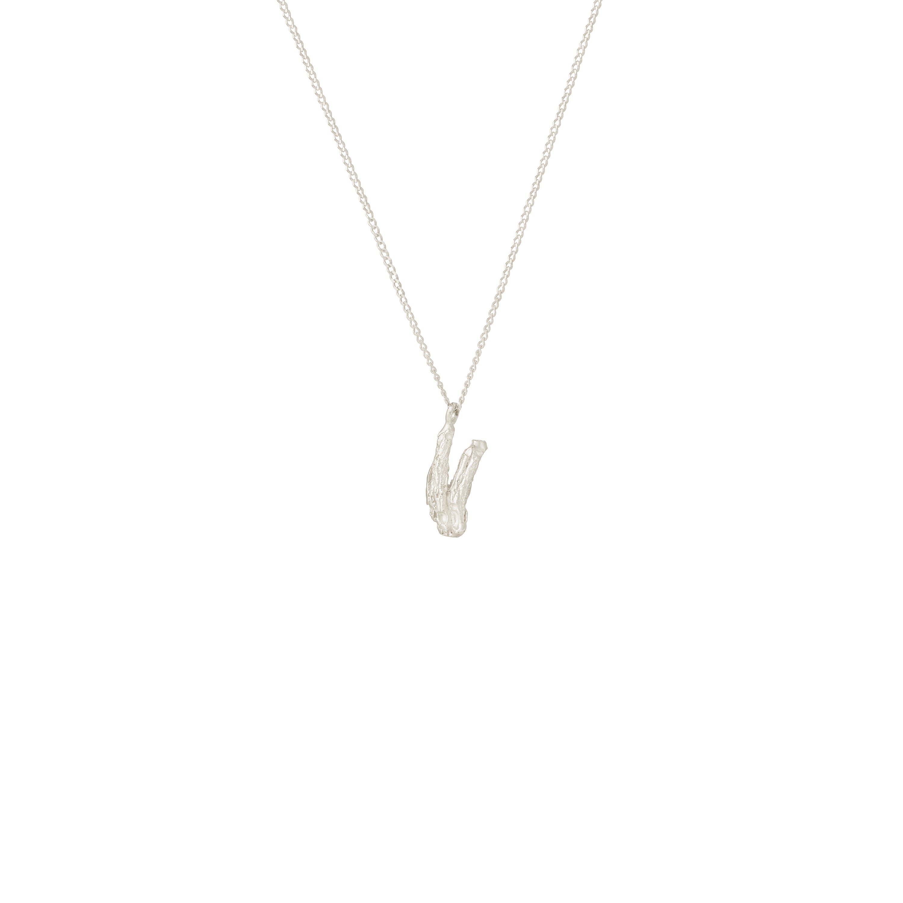 V Mini Alphabet White Gold Necklace