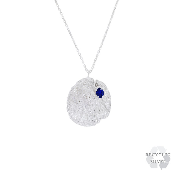 Maitake Sapphire Argenti Recycled Silver Medallion Necklace