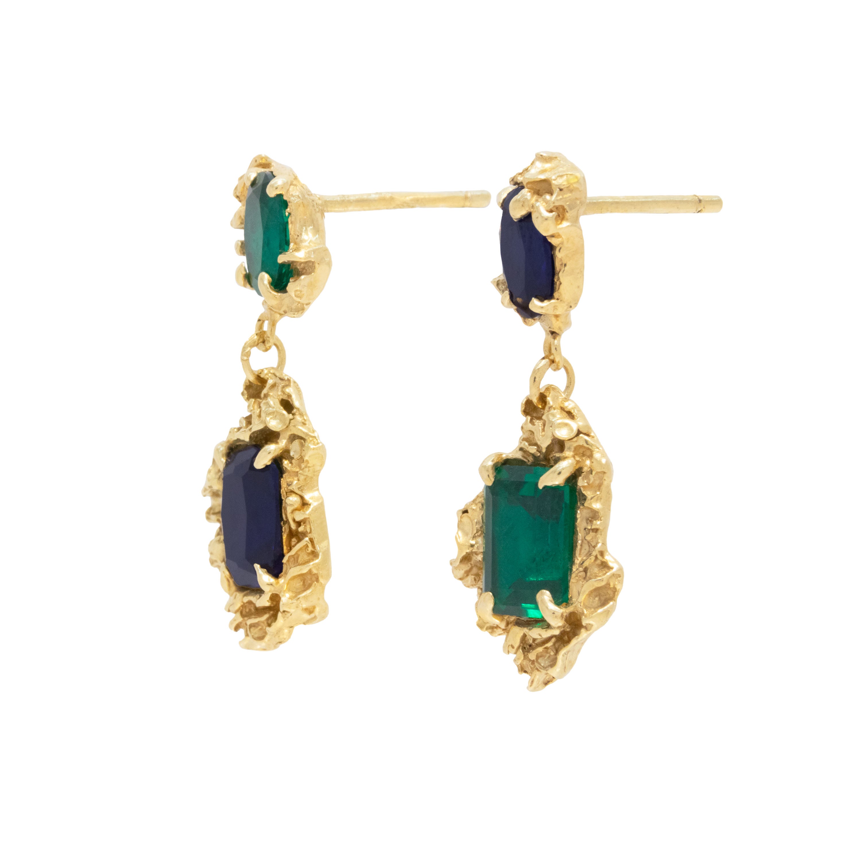 Rina Sapphire Emerald Earrings