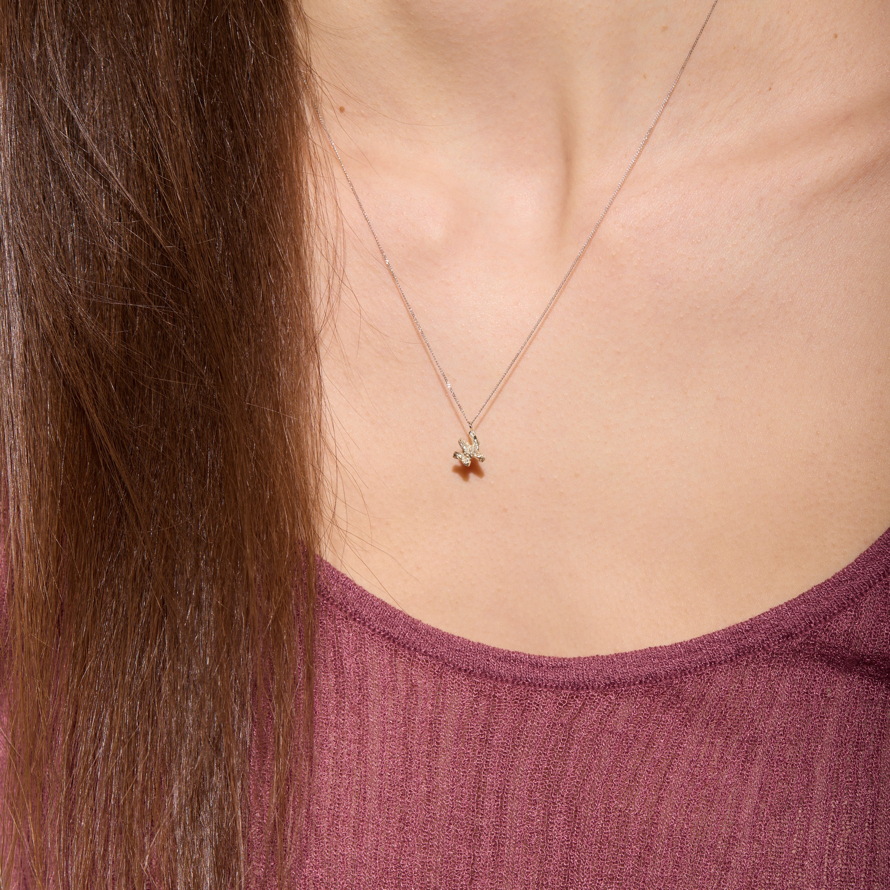 W Mini Alphabet White Gold Necklace