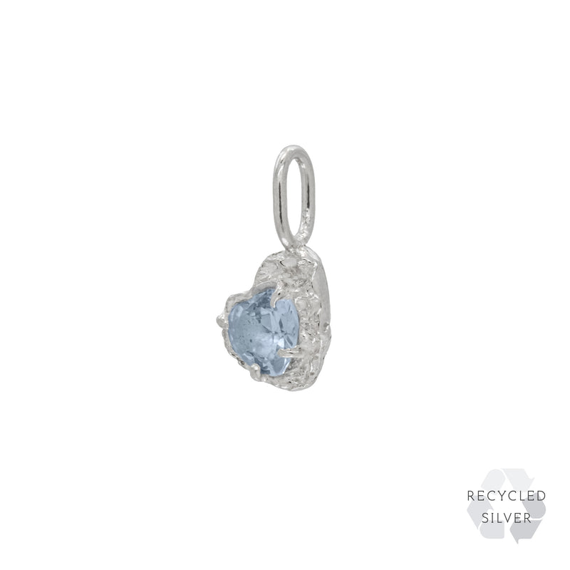 Blue Heart Spinel Recycled Silver Pendant