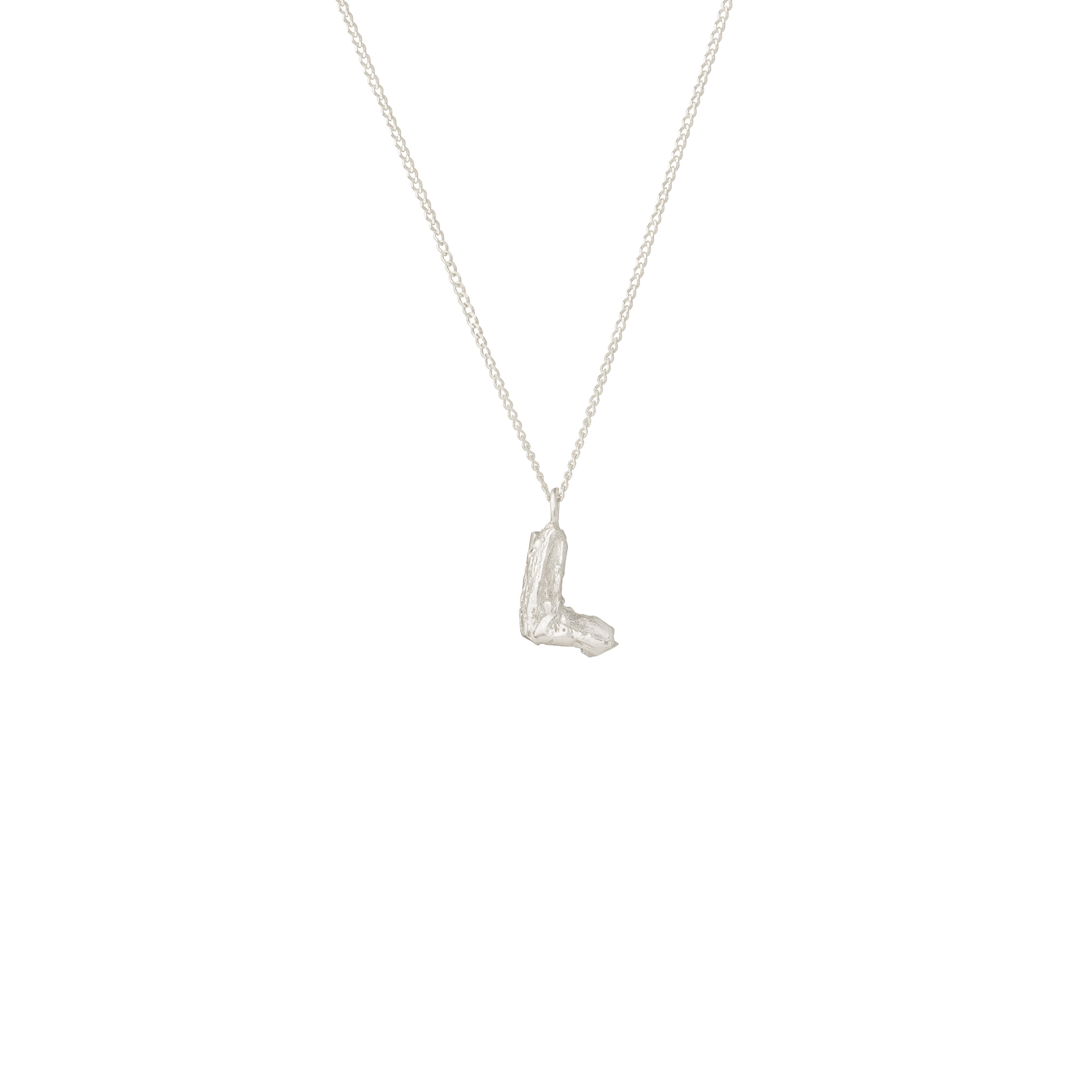 L Mini Alphabet White Gold Necklace