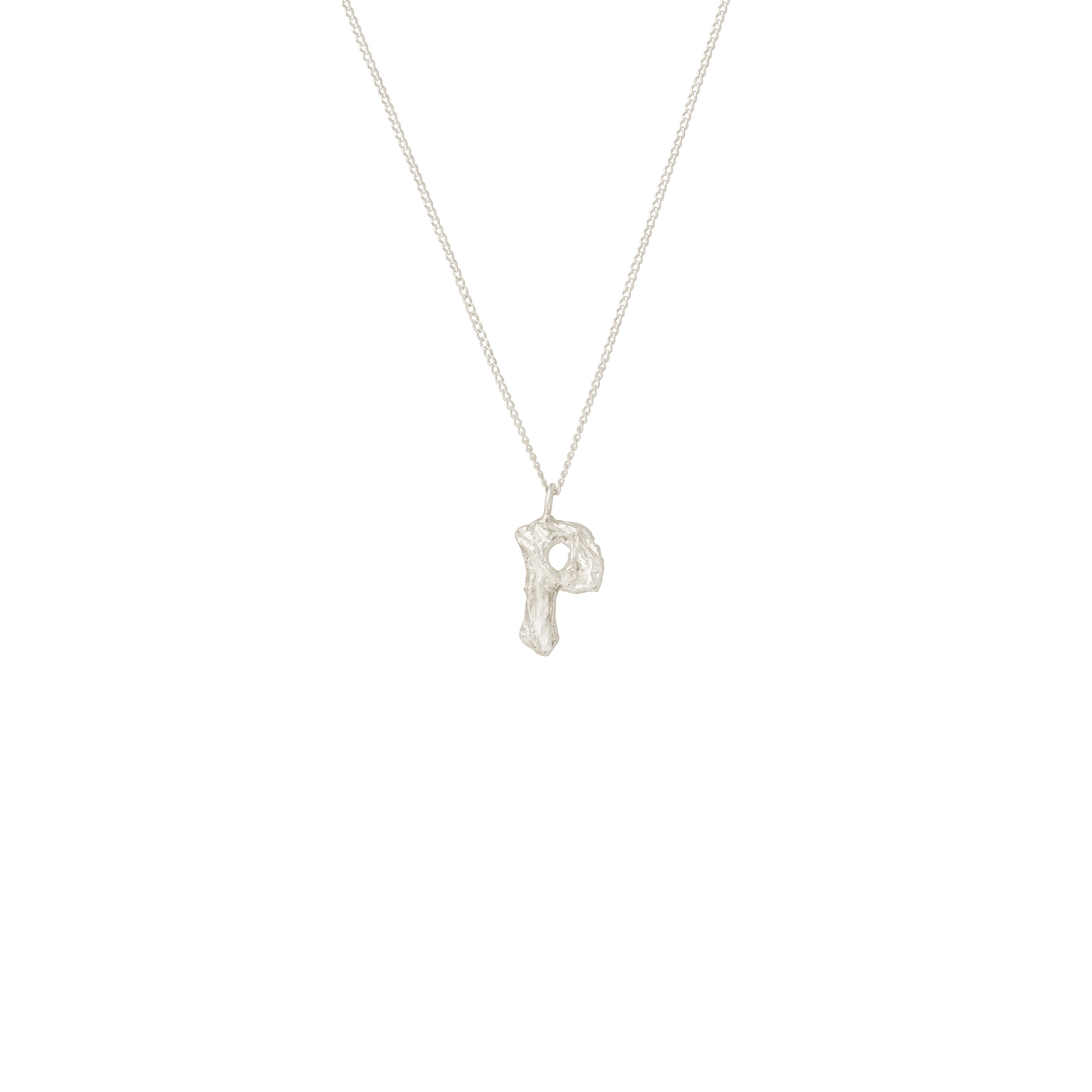 P Mini Alphabet White Gold Necklace