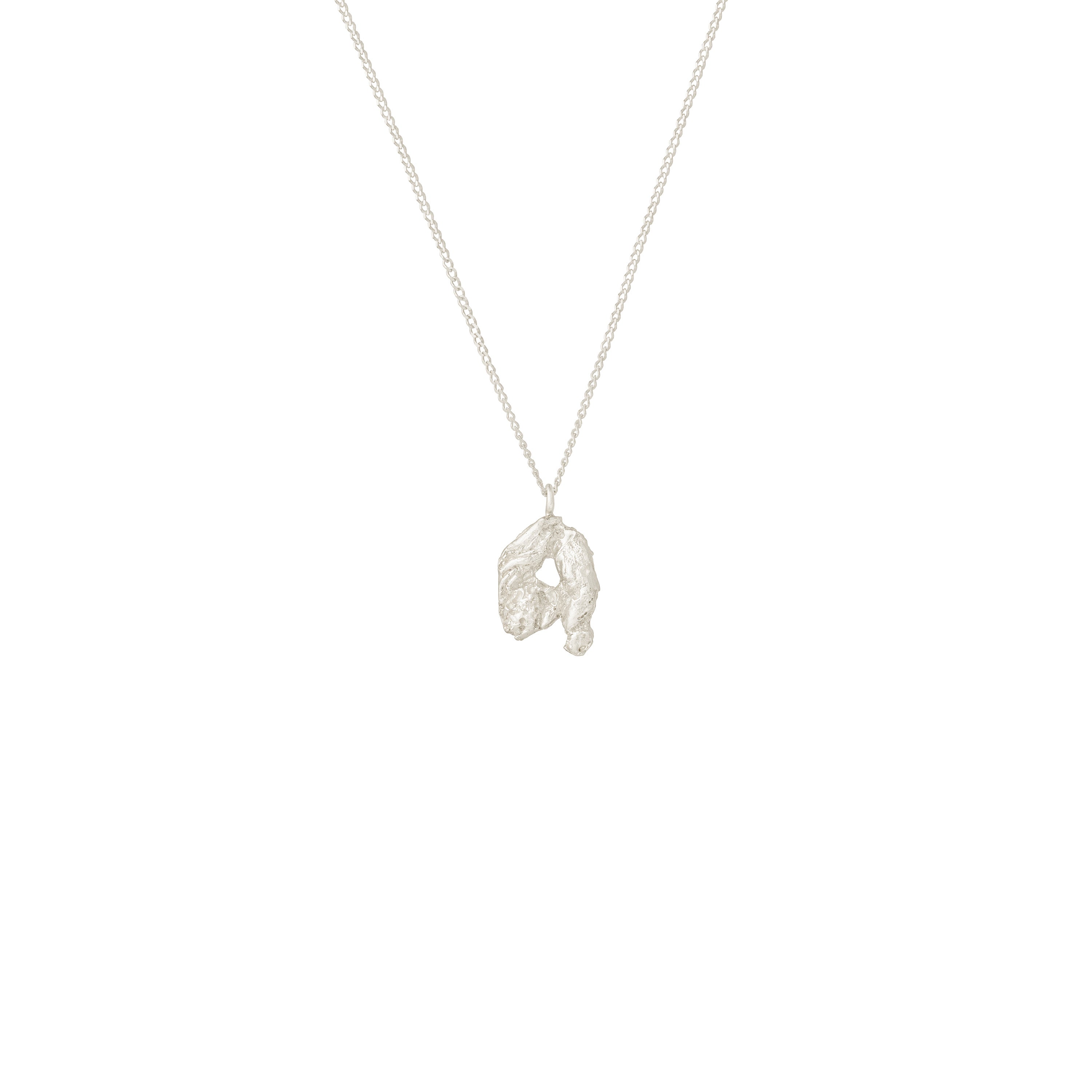 Q Mini Alphabet White Gold Necklace