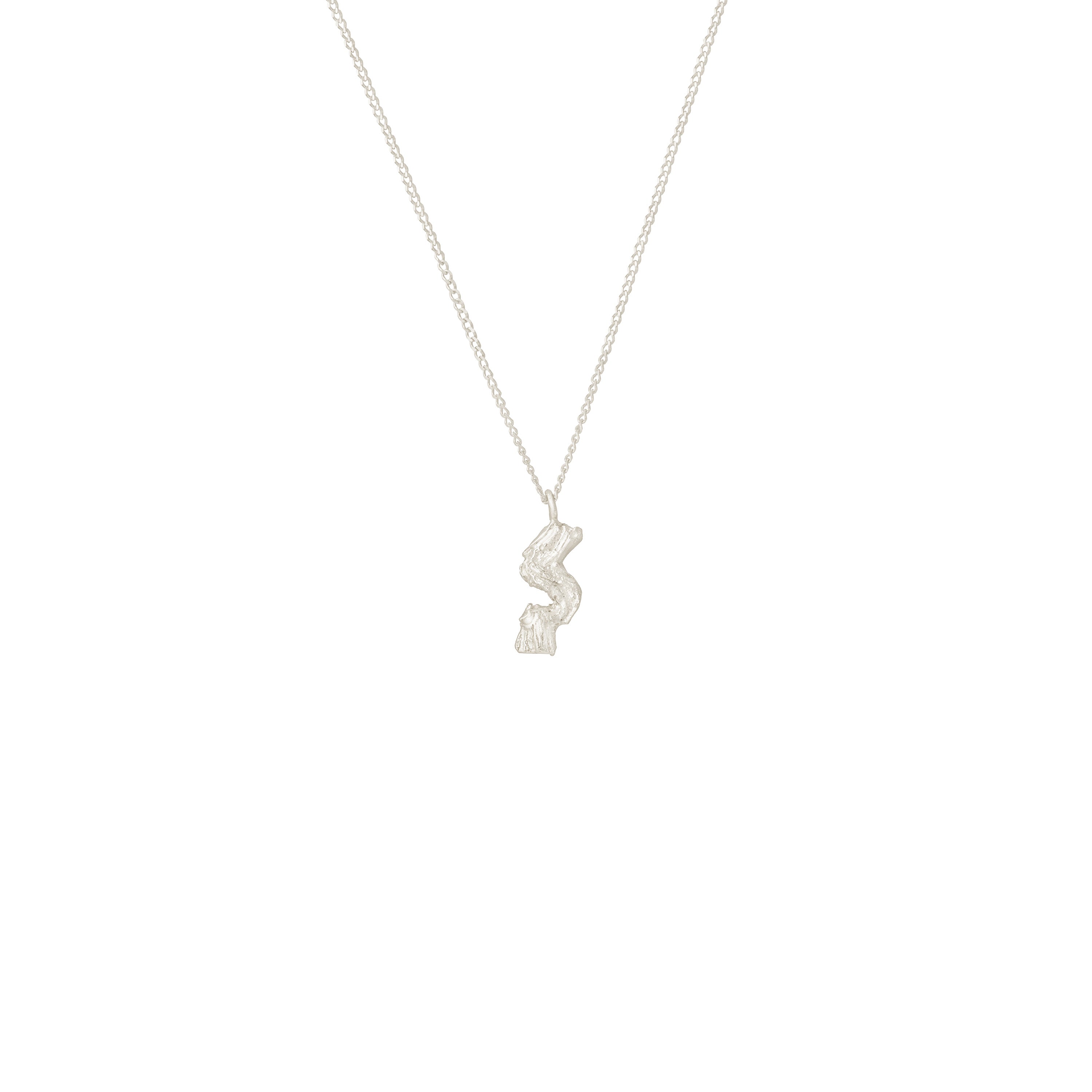 S Mini Alphabet White Gold Necklace