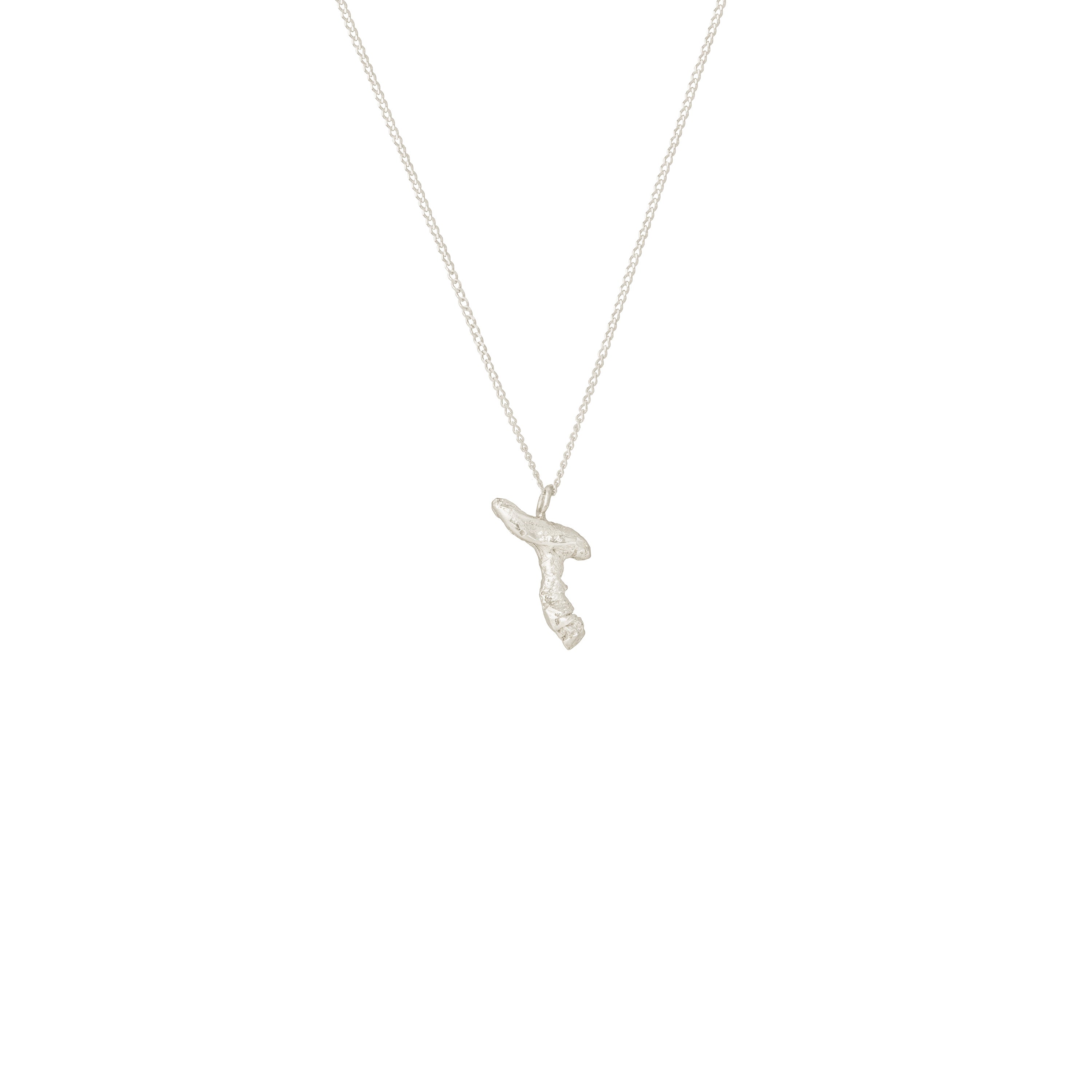 T Mini Alphabet White Gold Necklace