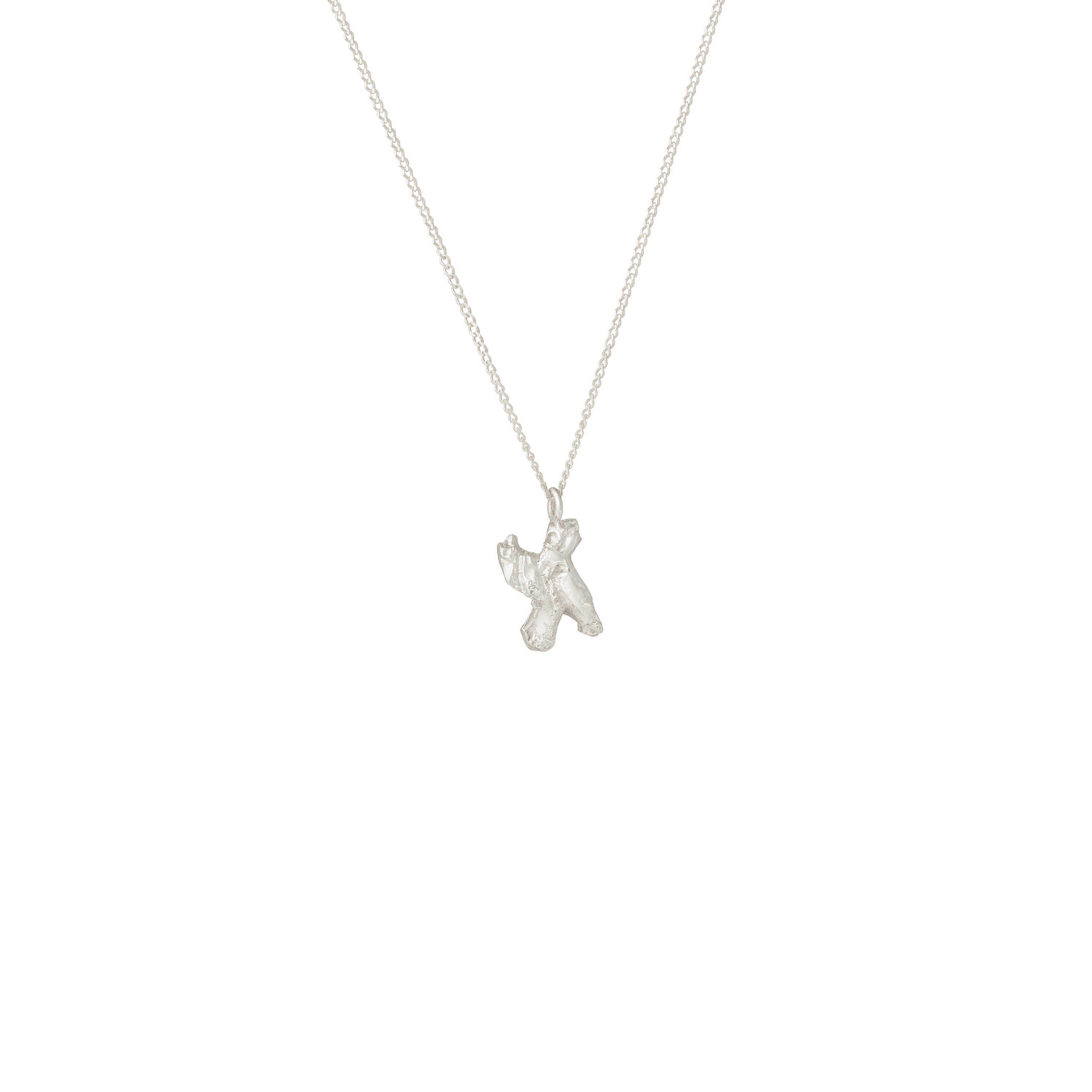 X Mini Alphabet White Gold Necklace