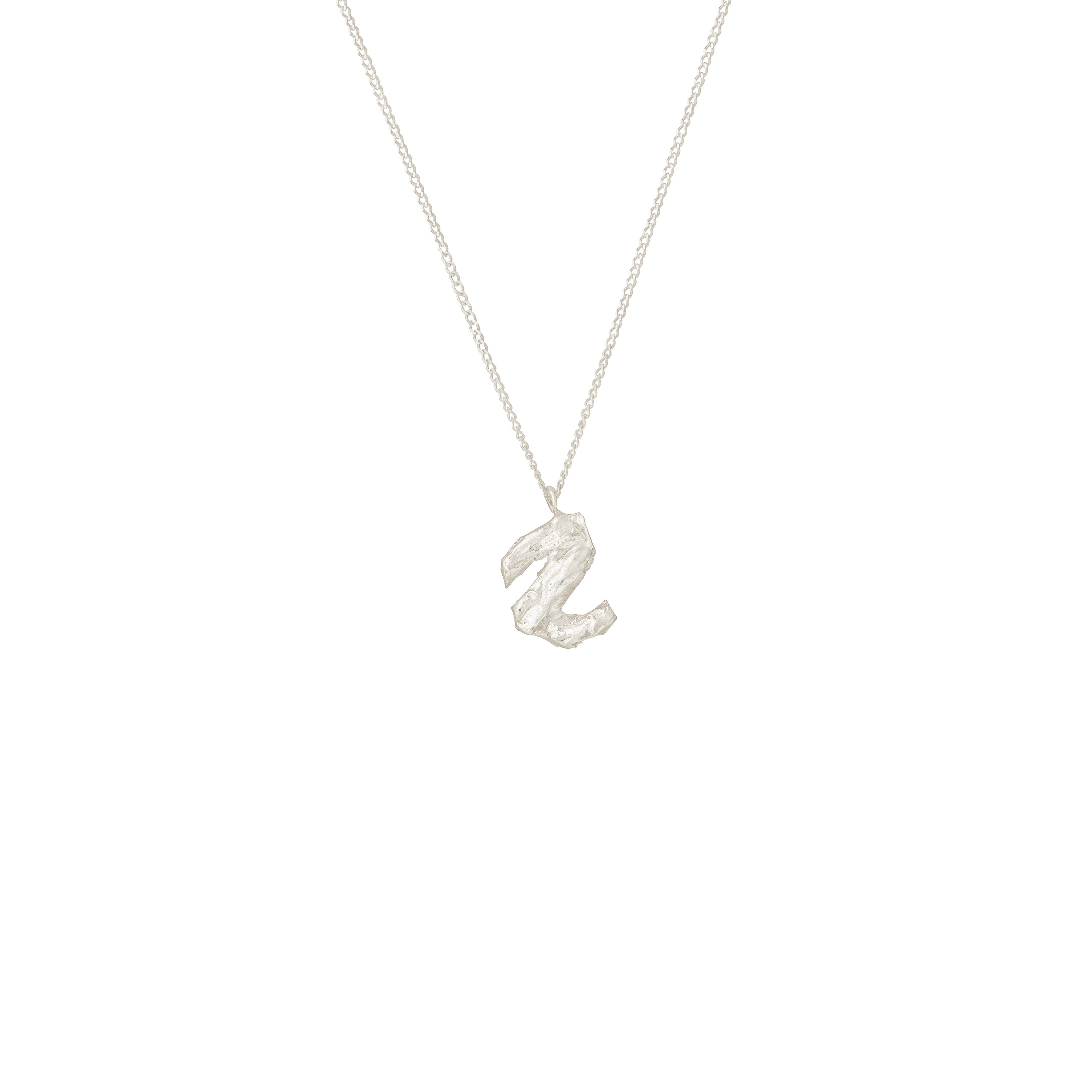 Z Mini Alphabet White Gold Necklace
