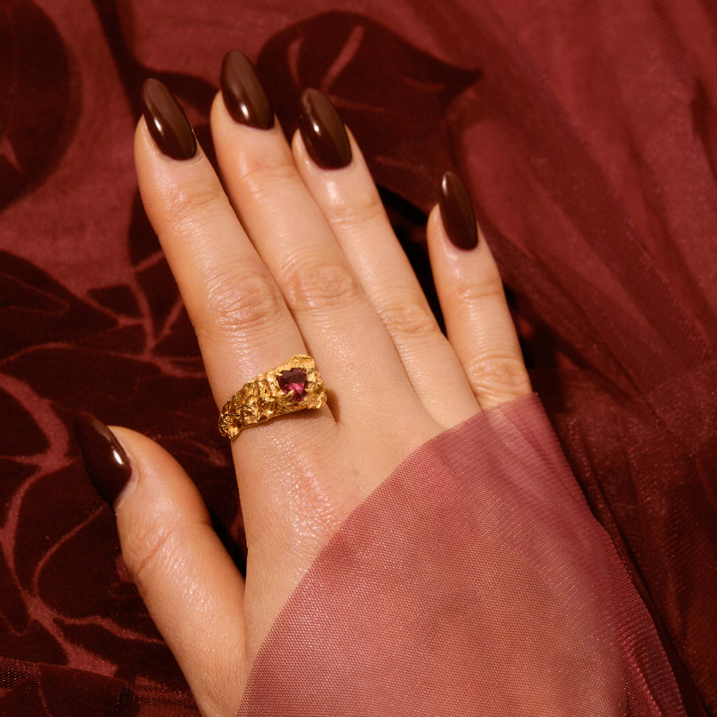 Red Heart Ruby Ring