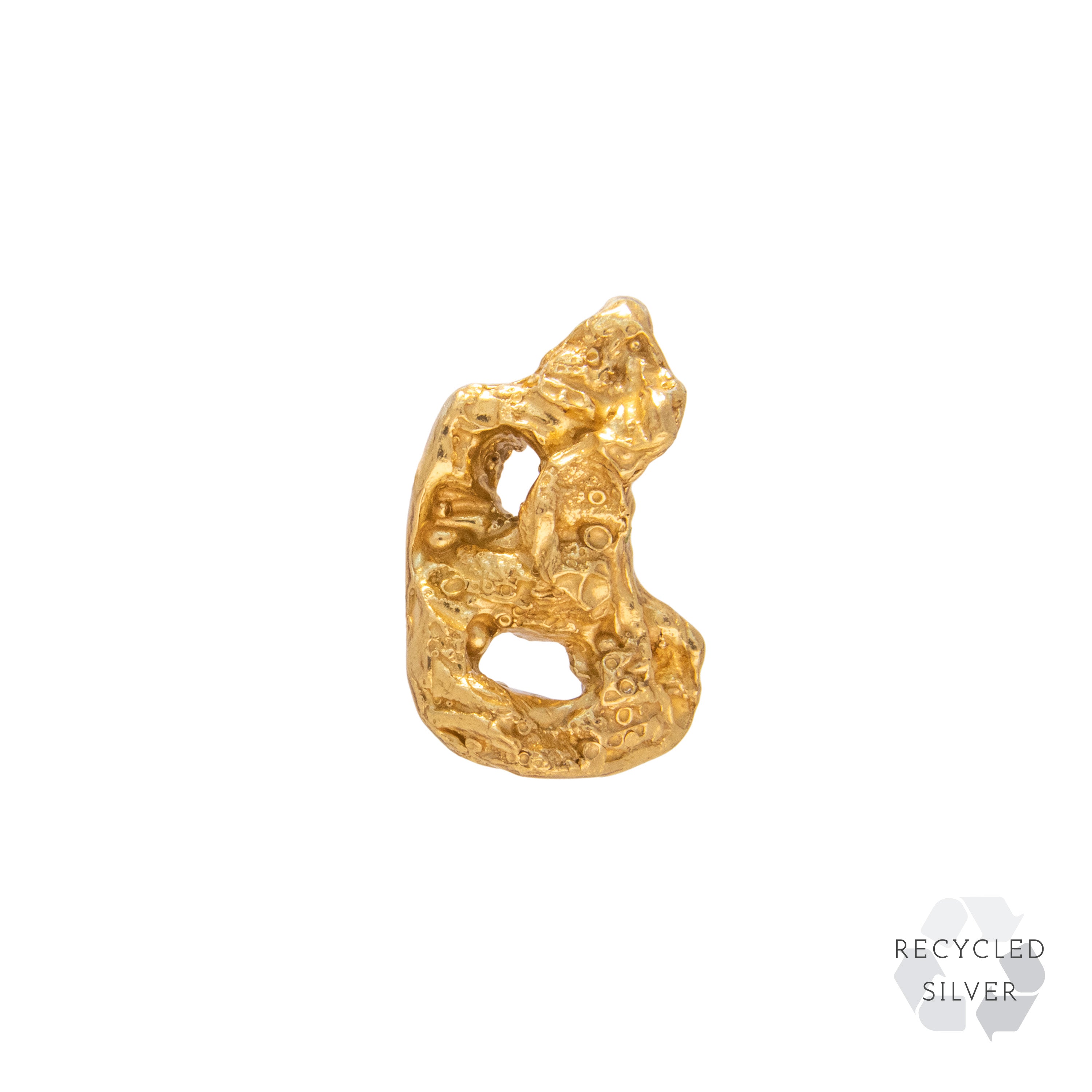 B Alphabet Recycled Silver Stud Earring