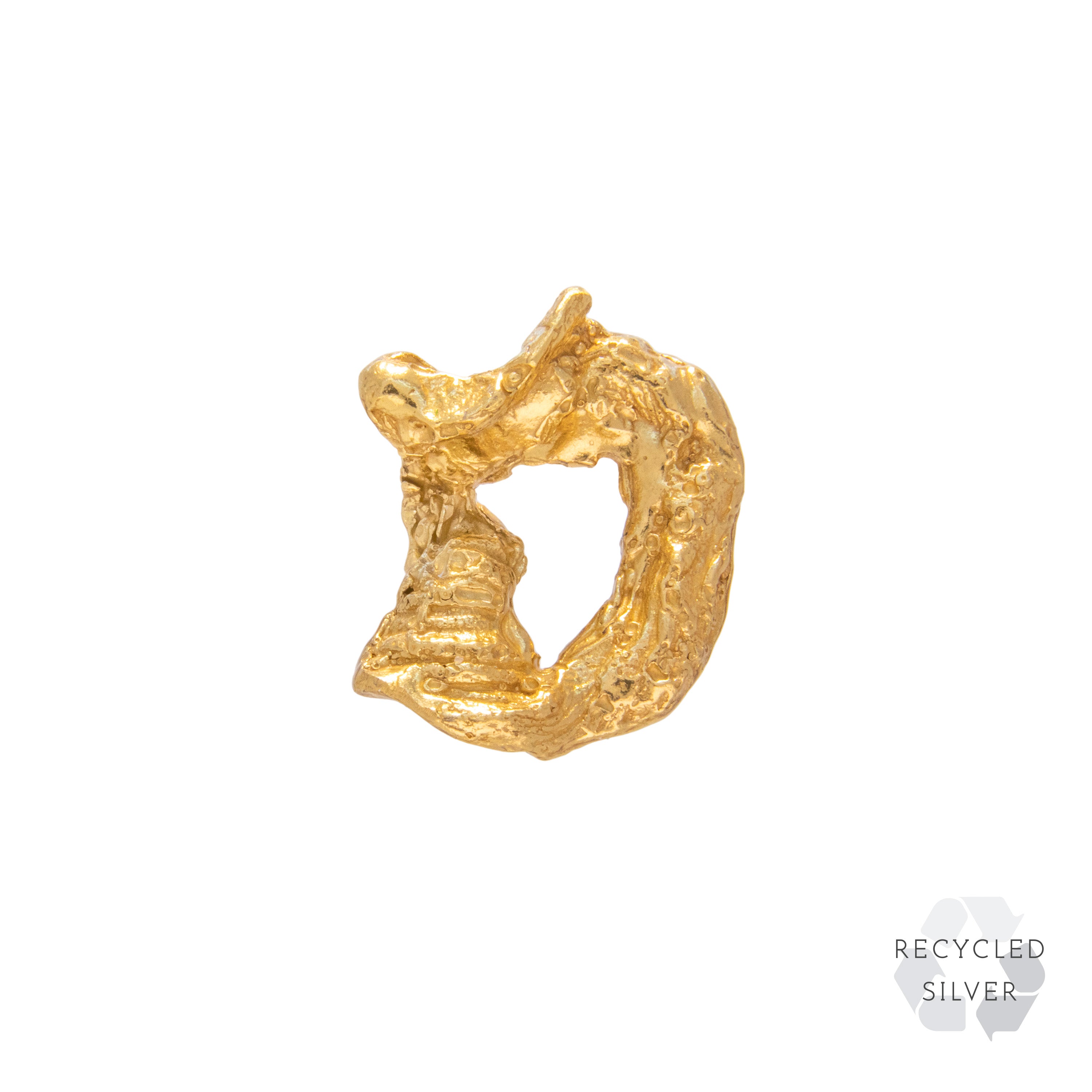 D Alphabet Recycled Silver Stud Earring