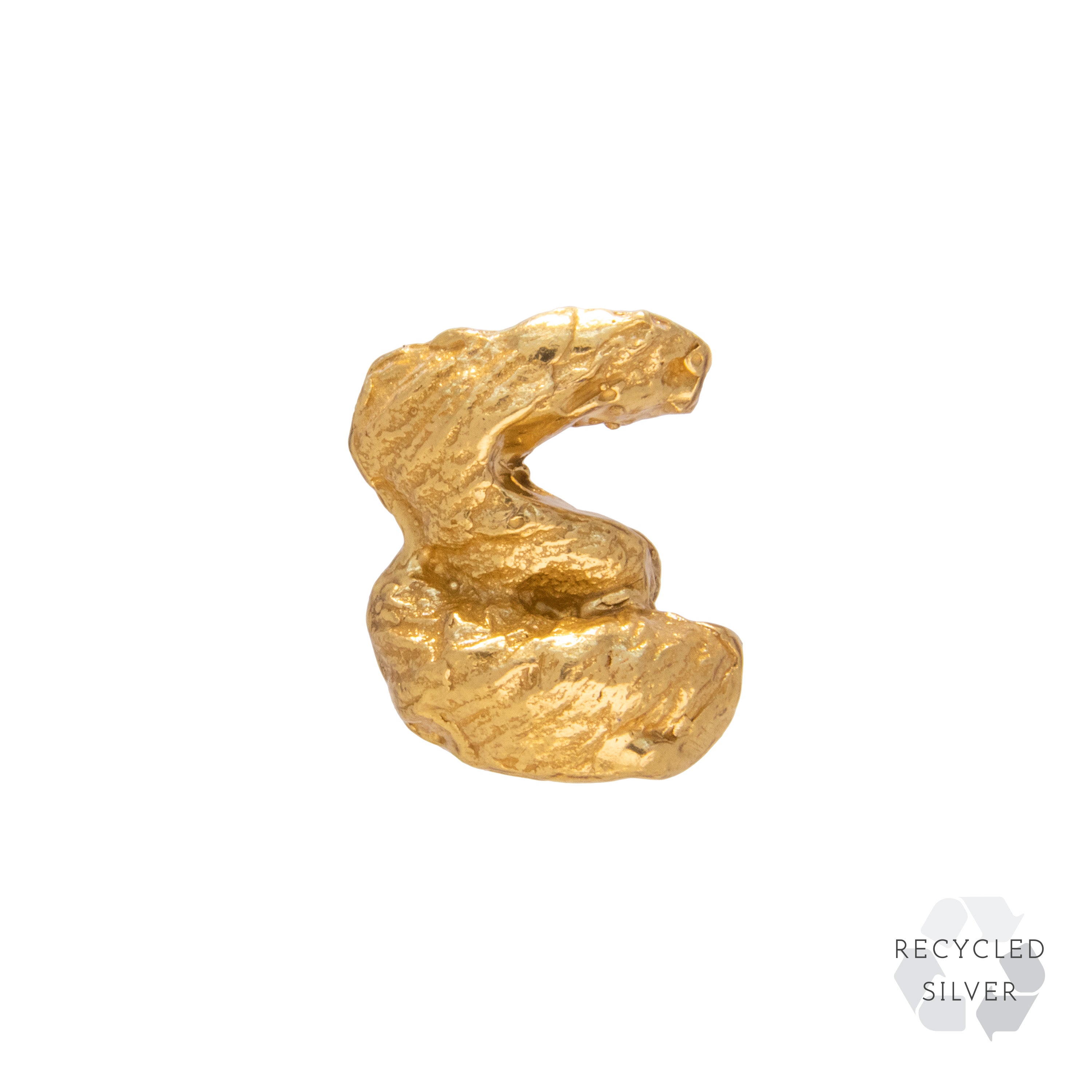 E Alphabet Recycled Silver Stud Earring