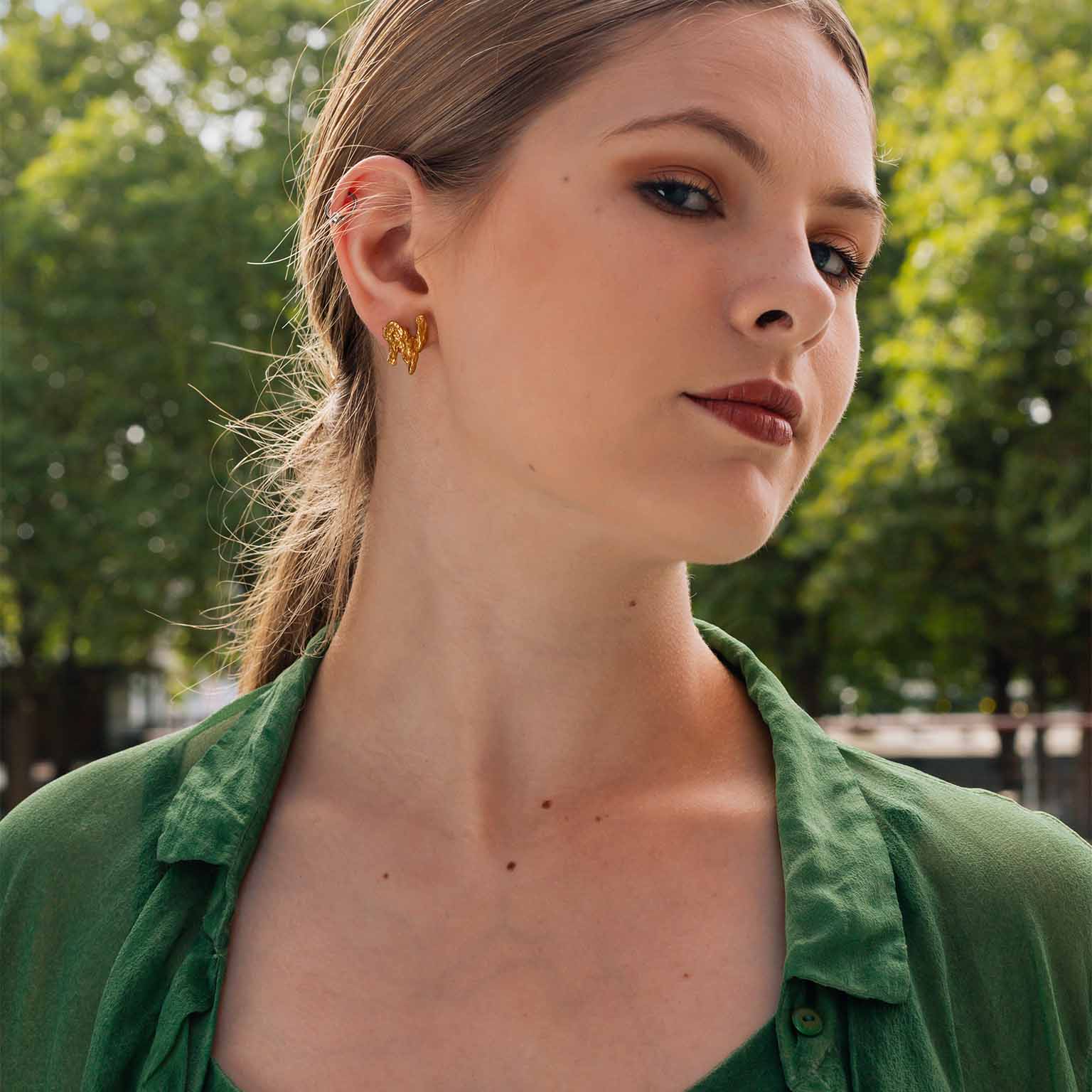 N Alphabet Recycled Silver Stud Earring