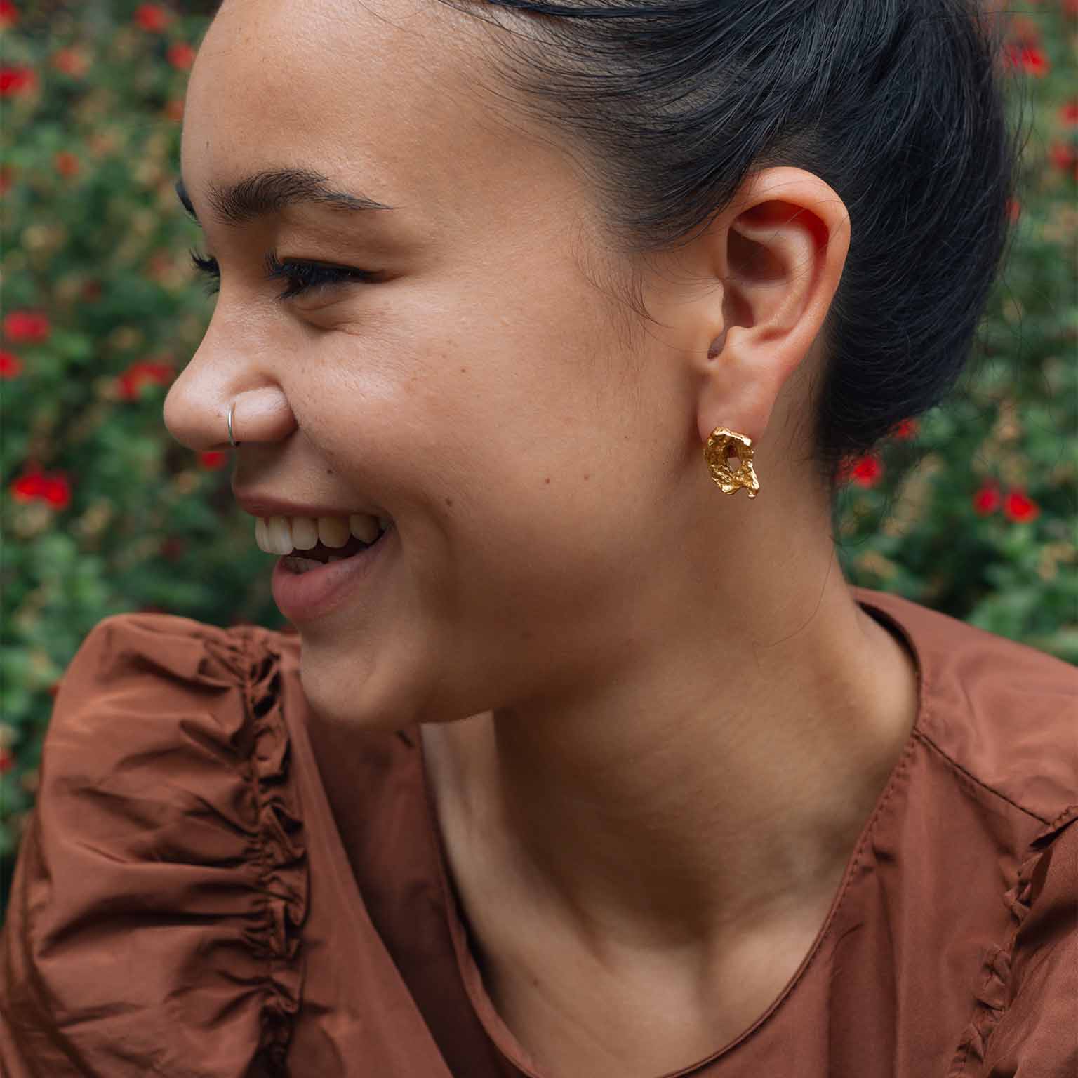 Q Alphabet Recycled Silver Stud Earring