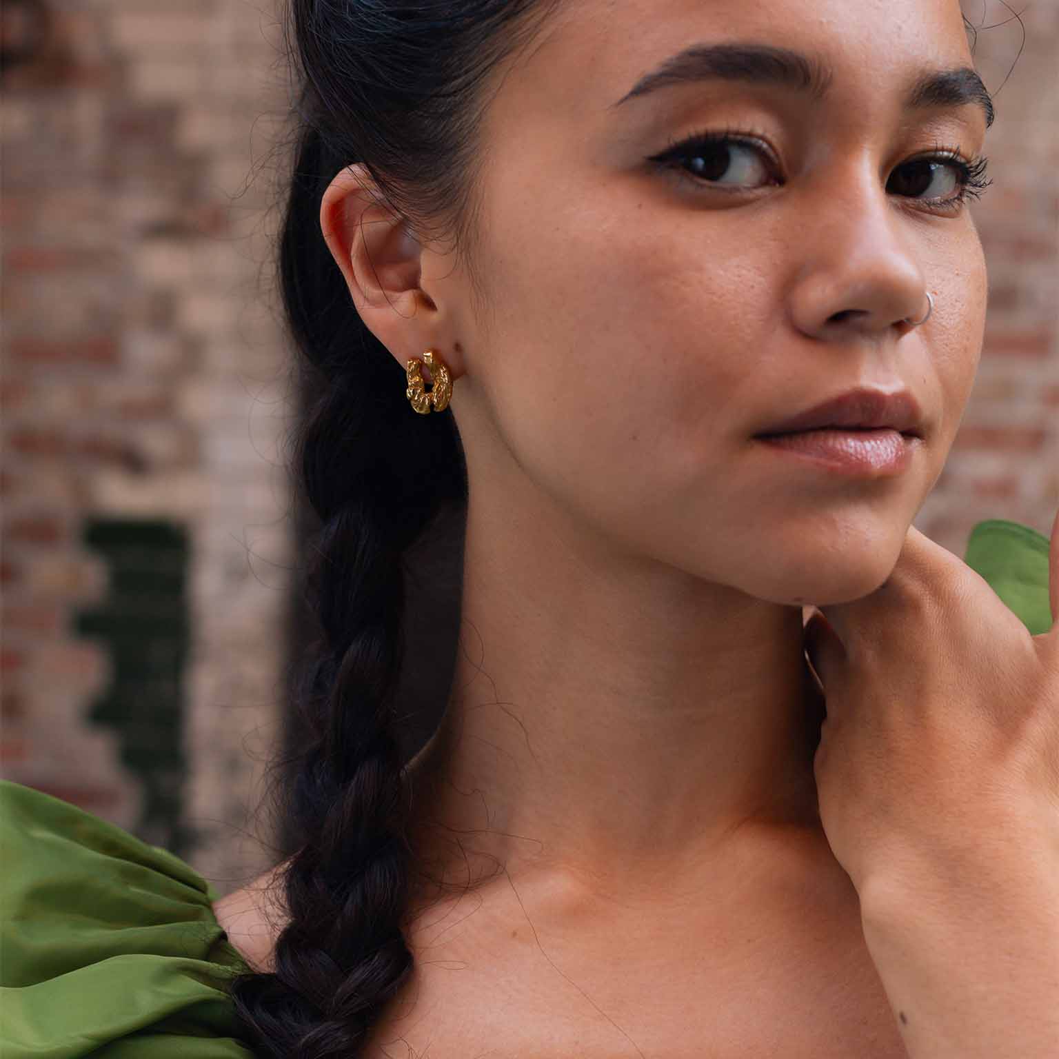 U Alphabet Recycled Silver Stud Earring