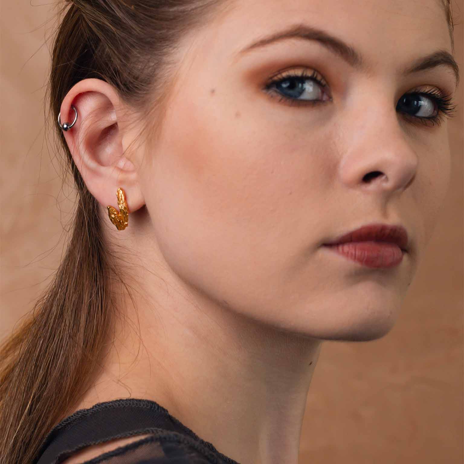 V Alphabet Recycled Silver Stud Earring