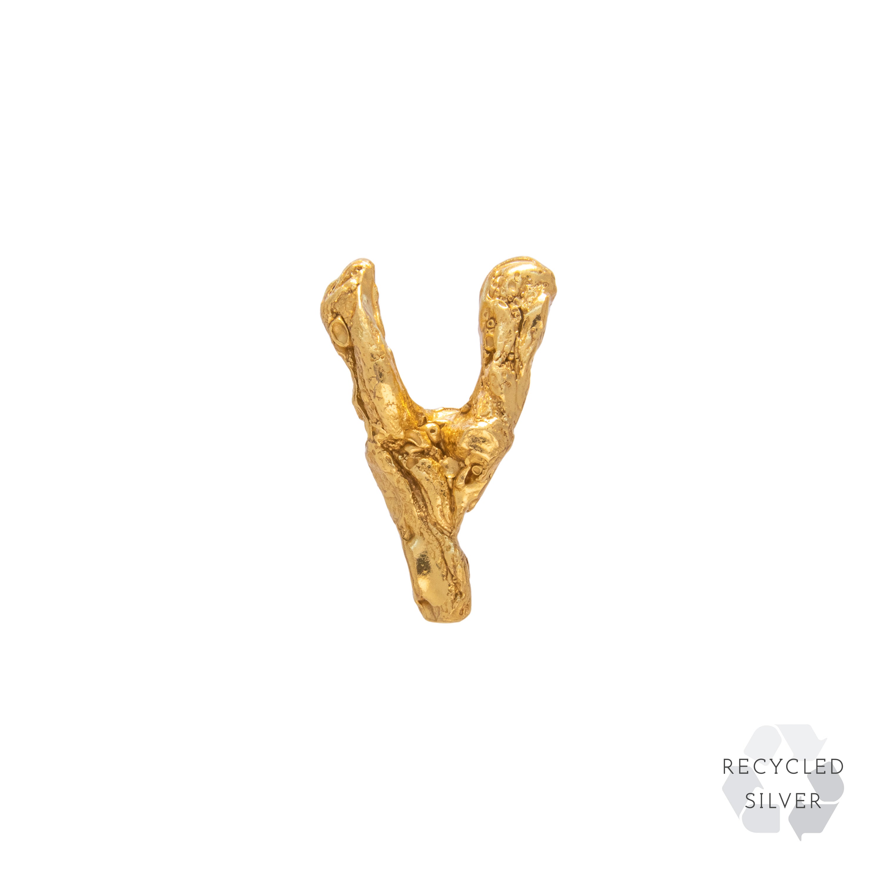 Y Alphabet Recycled Silver Stud Earring