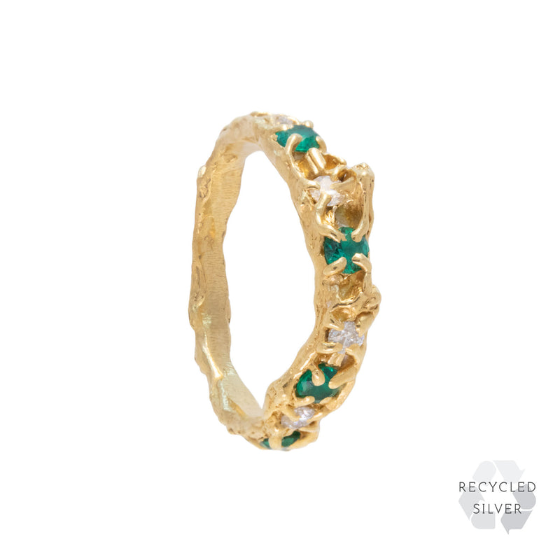 Alba Emerald Moissanite Recycled Silver Ring