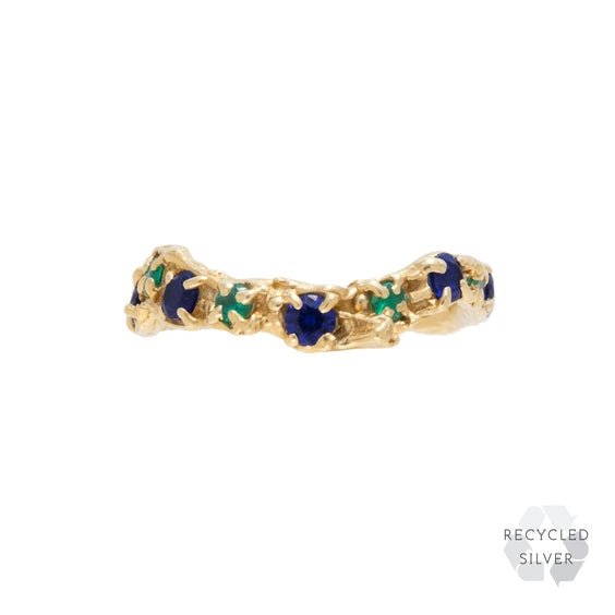 Alba Sapphire Emerald Recycled Silver Ring