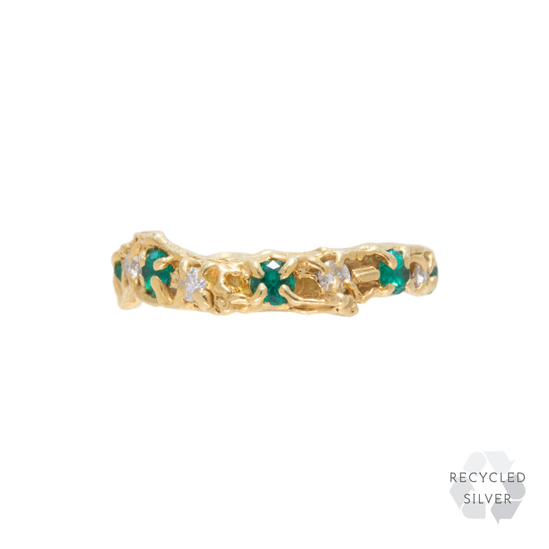 Alba Emerald Moissanite Recycled Silver Ring