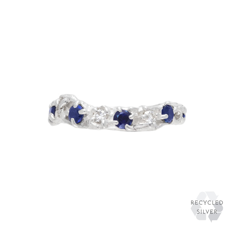 Alba Sapphire Moissanite Argenti Recycled Silver Ring