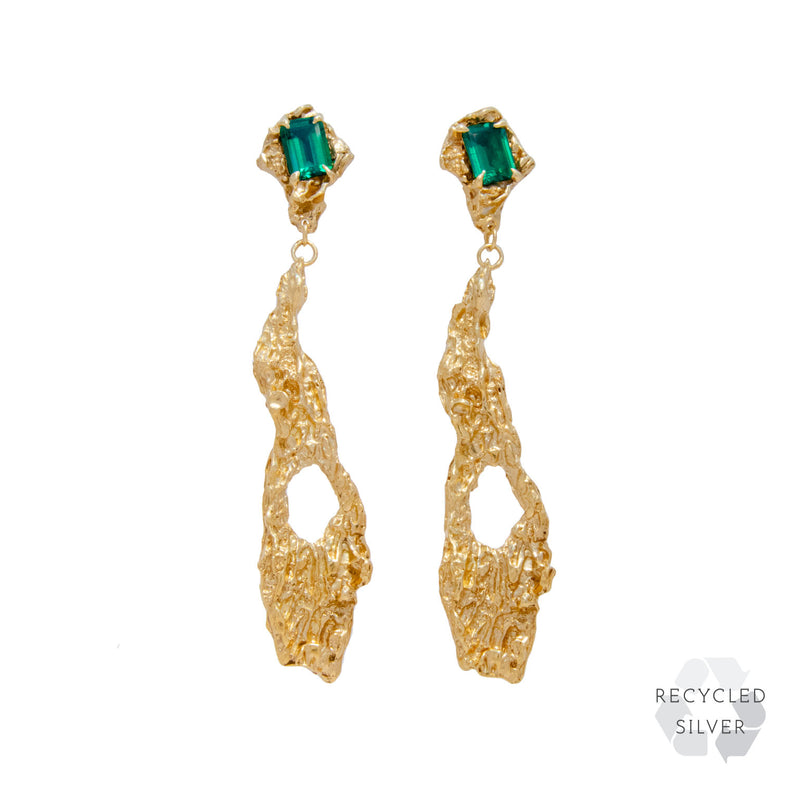 Ceciliae Emerald Recycled Silver Earrings