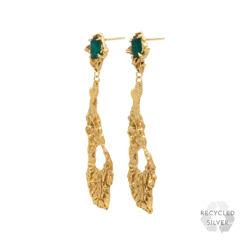 Ceciliae Emerald Recycled Silver Earrings