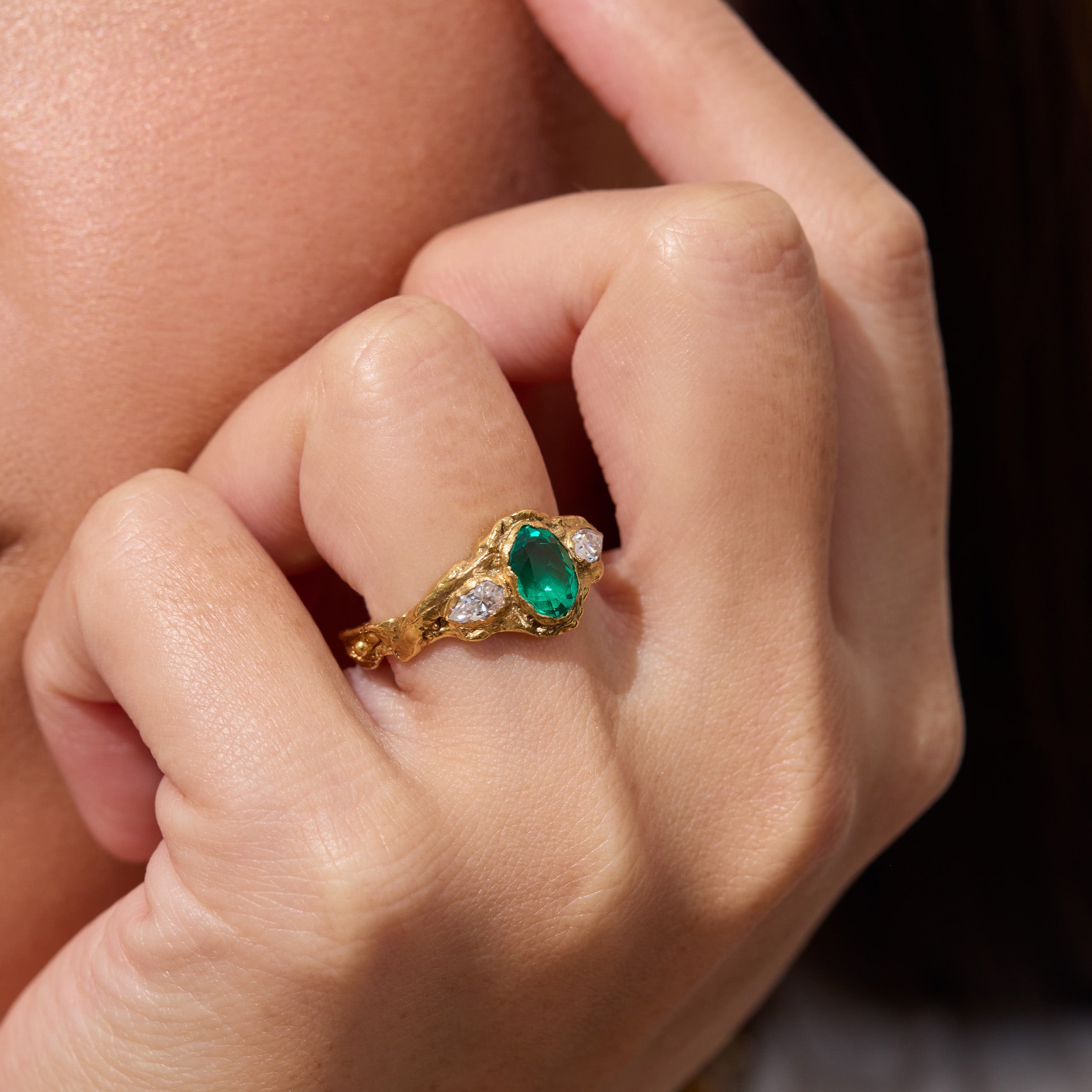 Eskiy Emerald Diamond Engagememt Ring