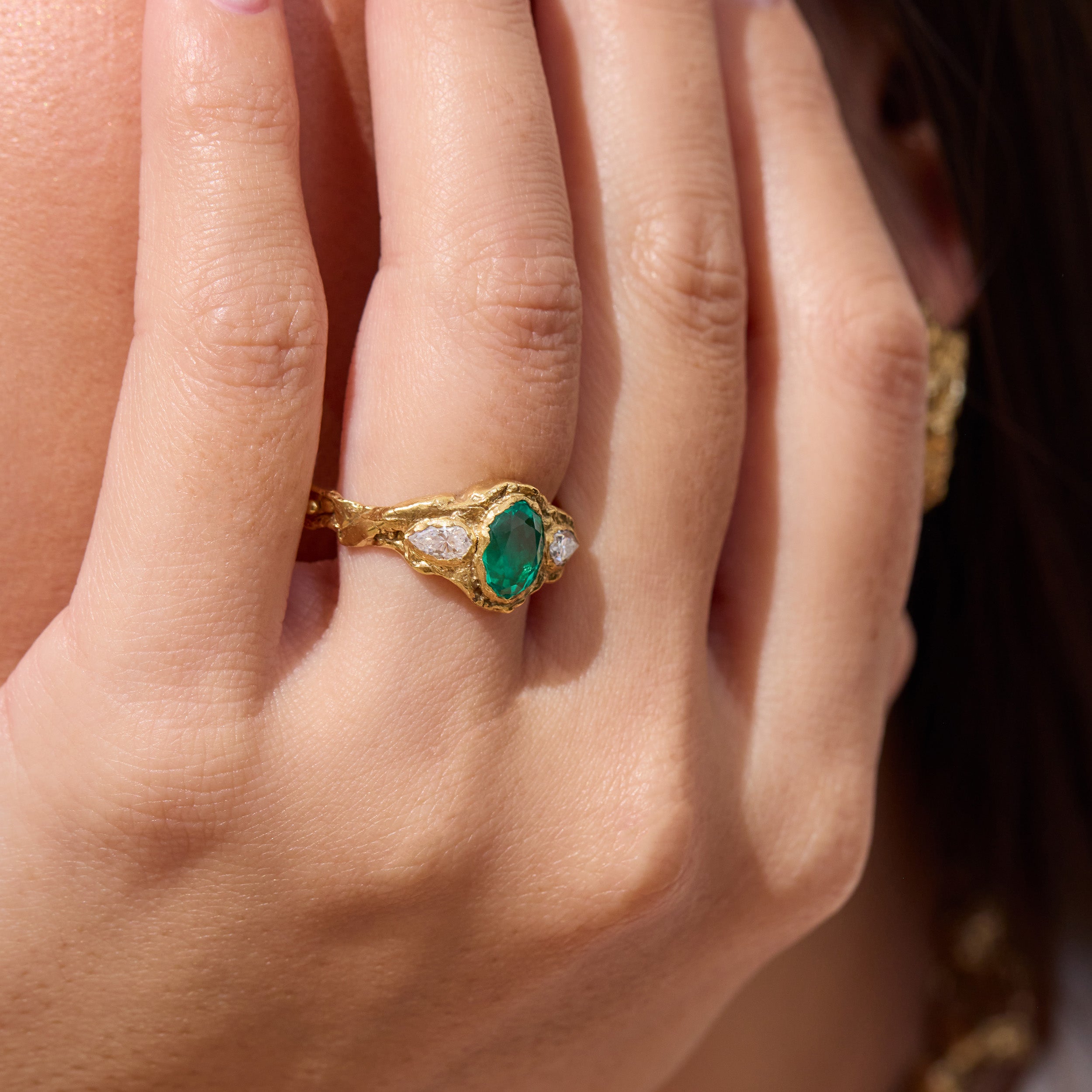 Eskiy Emerald Diamond Engagememt Ring