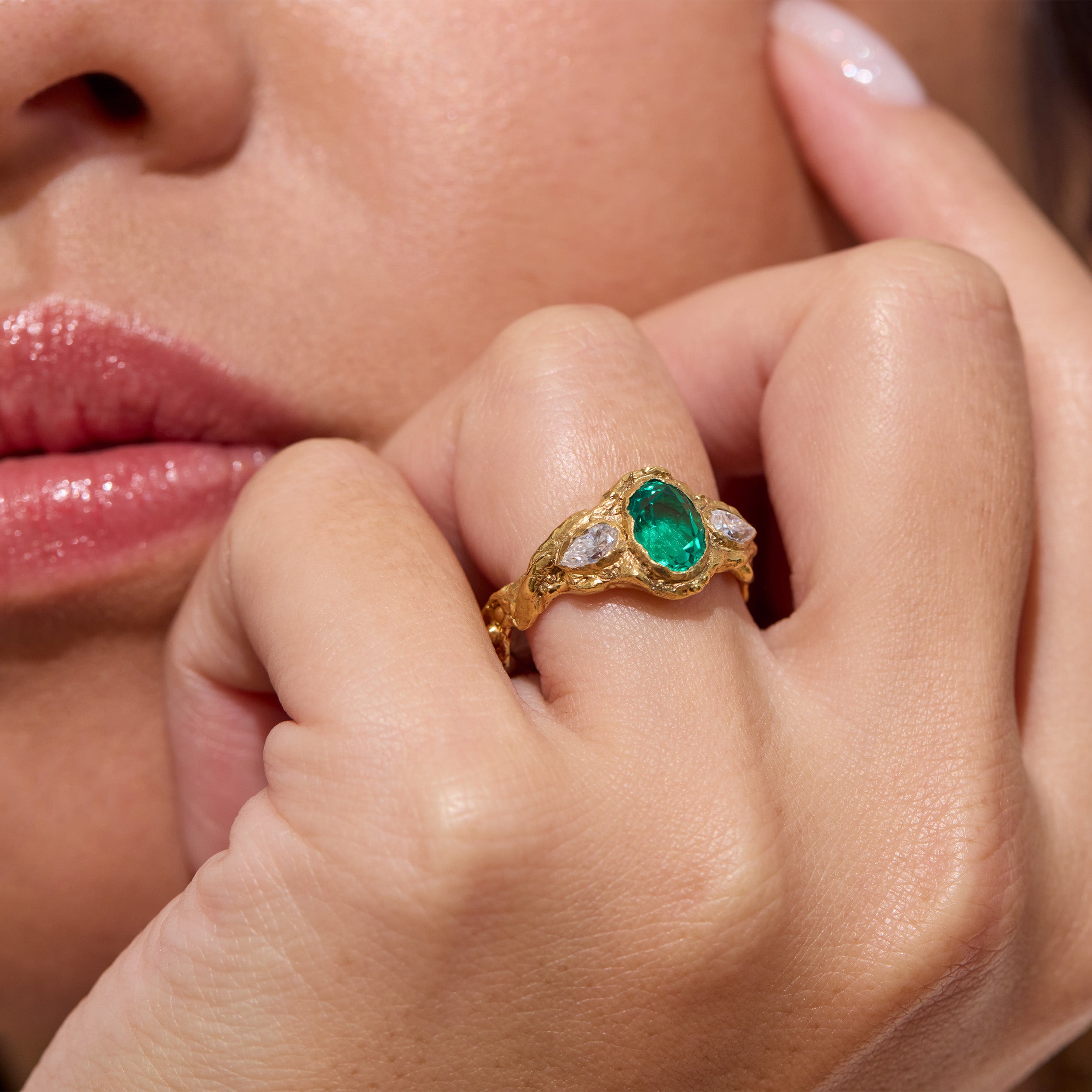 Eskiy Emerald Diamond Engagememt Ring