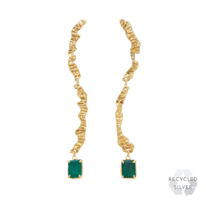 Enoki Emerald Recycled Silver Earrings