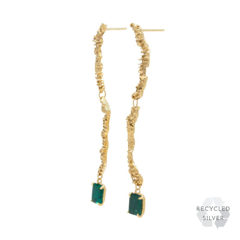 Enoki Emerald Recycled Silver Earrings