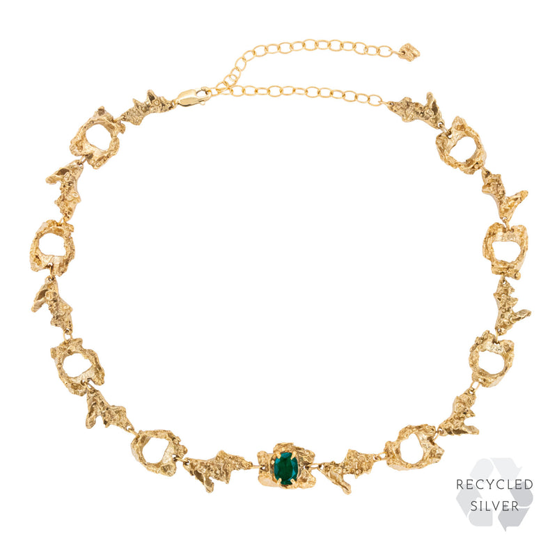 Eryngii Emerald Recycled Silver Necklace