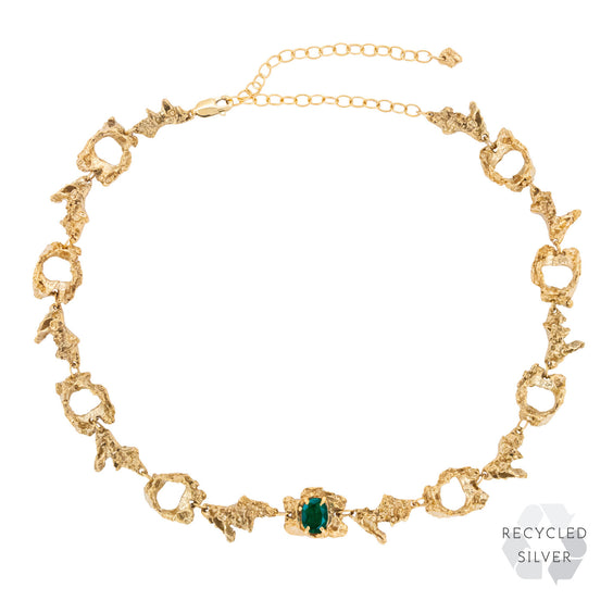 Eryngii Emerald Recycled Silver Necklace